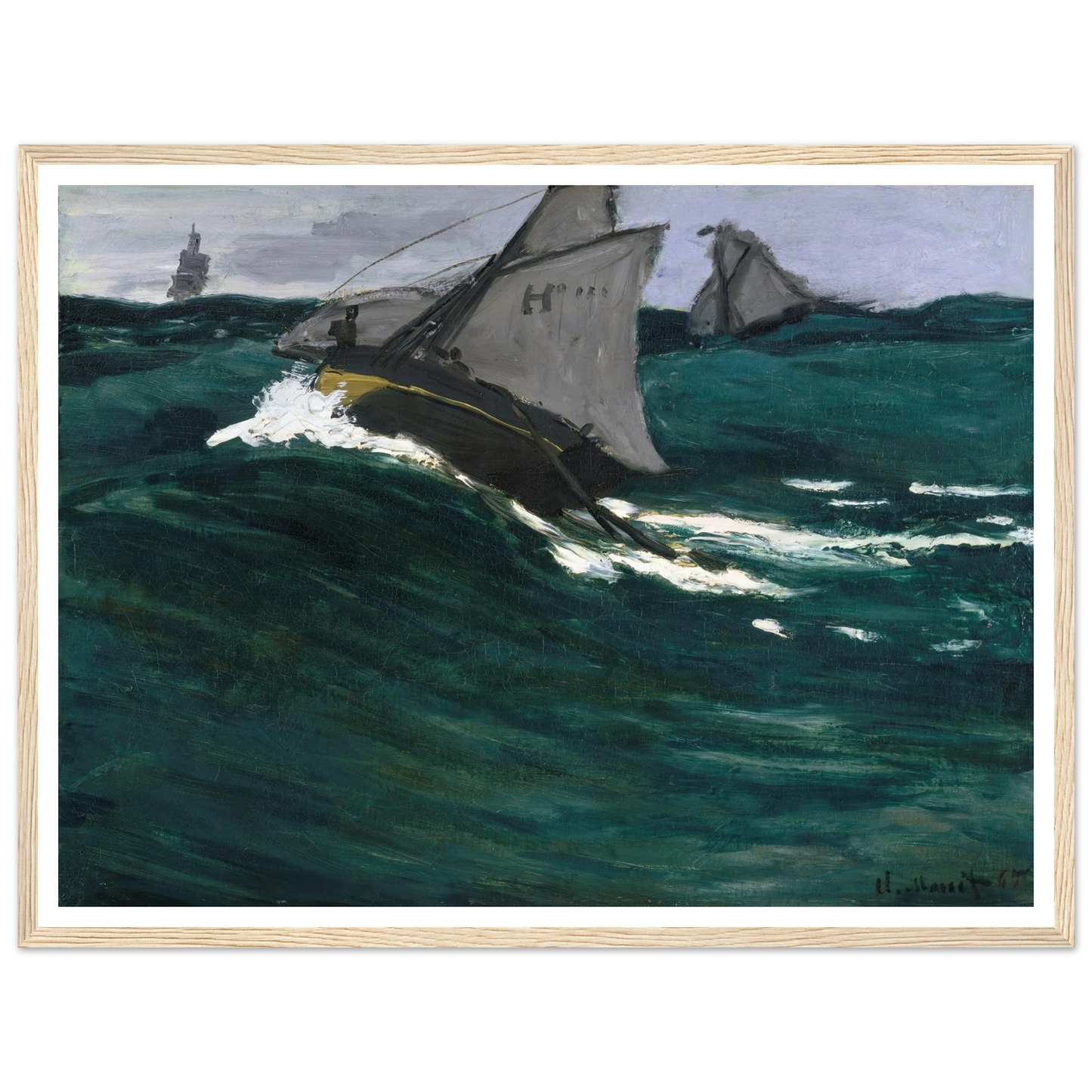 The Green Wave (circa 1866–1867) Art Print | Claude Monet - Framed Poster - 30x40 cm / 12x16″ - Black frame