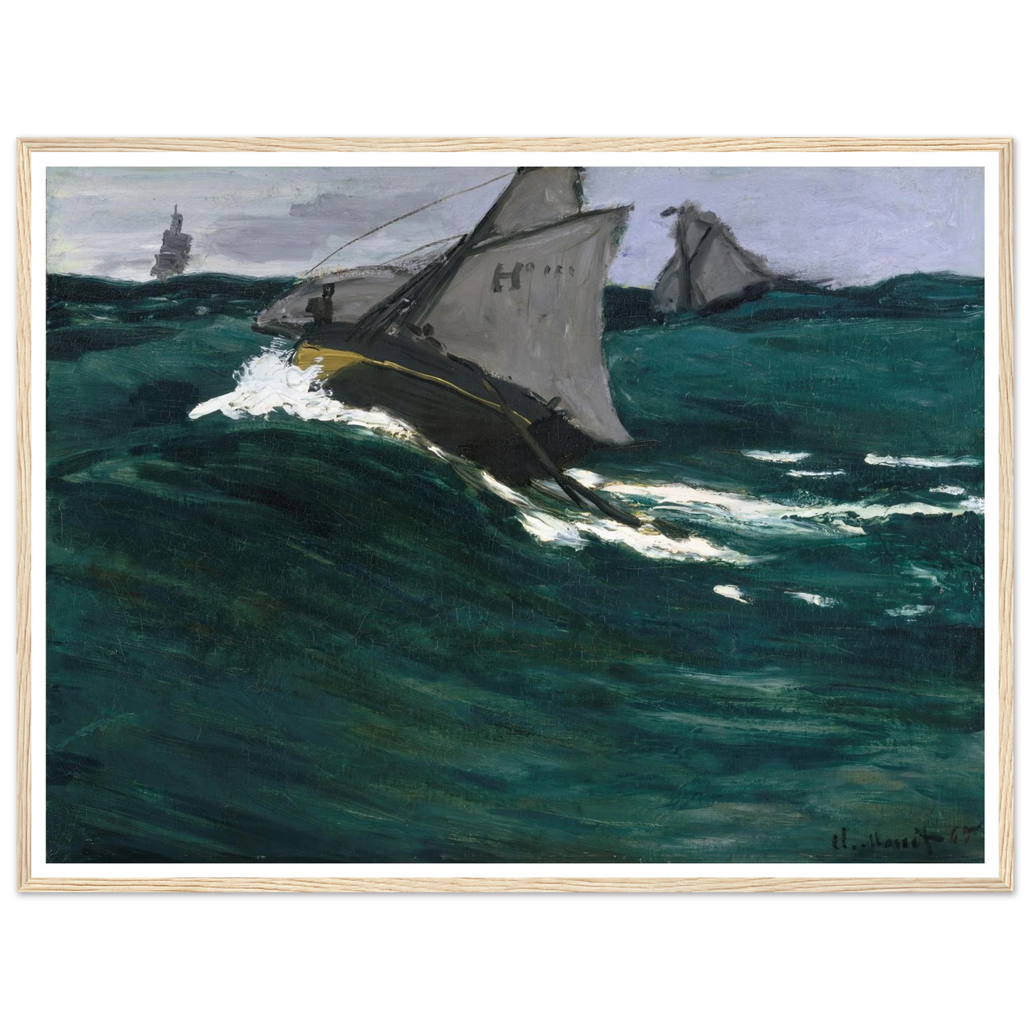The Green Wave (circa 1866–1867) Art Print | Claude Monet - Framed Poster - 30x40 cm / 12x16″ - Black frame
