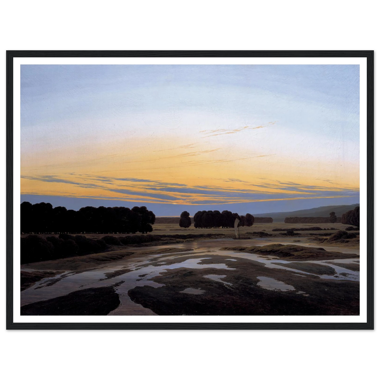 The Grosse Gehege near Dresden Art Print | Caspar David Friedrich - Framed Poster - 30x40 cm / 12x16″ - Black frame