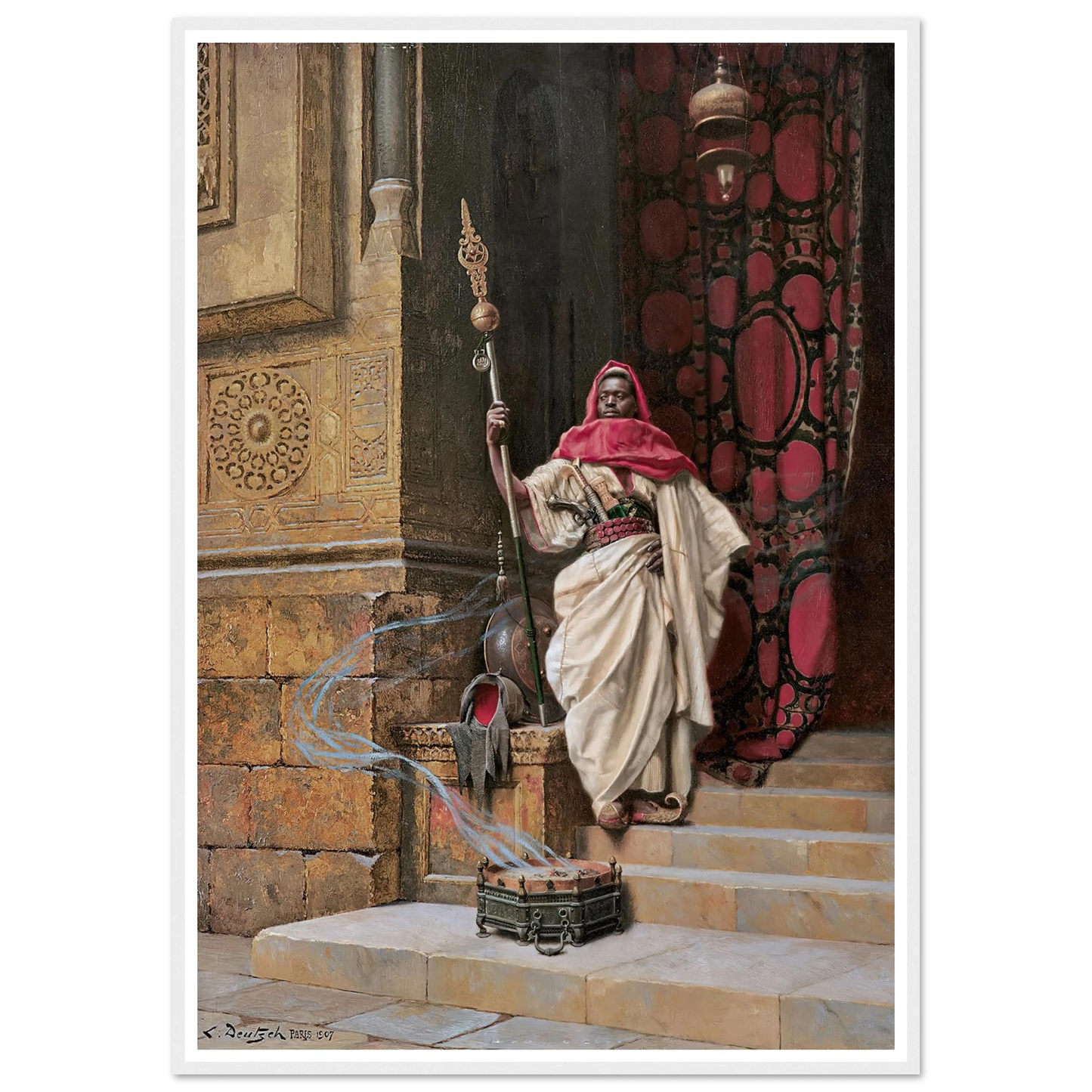 The Guard (1907) Art Print | Ludwig Deutsch - Framed Poster - 30x40 cm / 12x16″ - Black frame