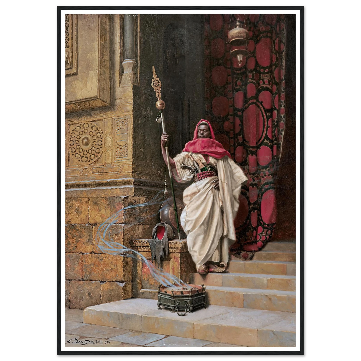 The Guard (1907) Art Print | Ludwig Deutsch - Framed Poster - 30x40 cm / 12x16″ - Black frame