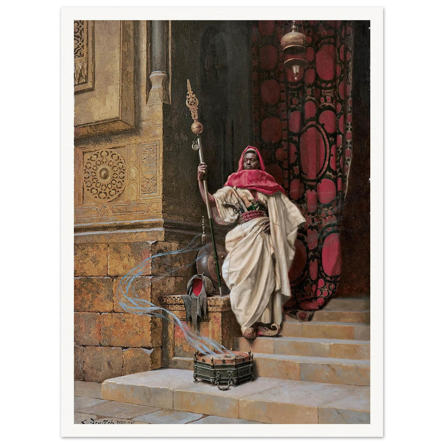 The Guard (1907) Art Print | Ludwig Deutsch - Framed Poster - 30x40 cm / 12x16″ - Black frame
