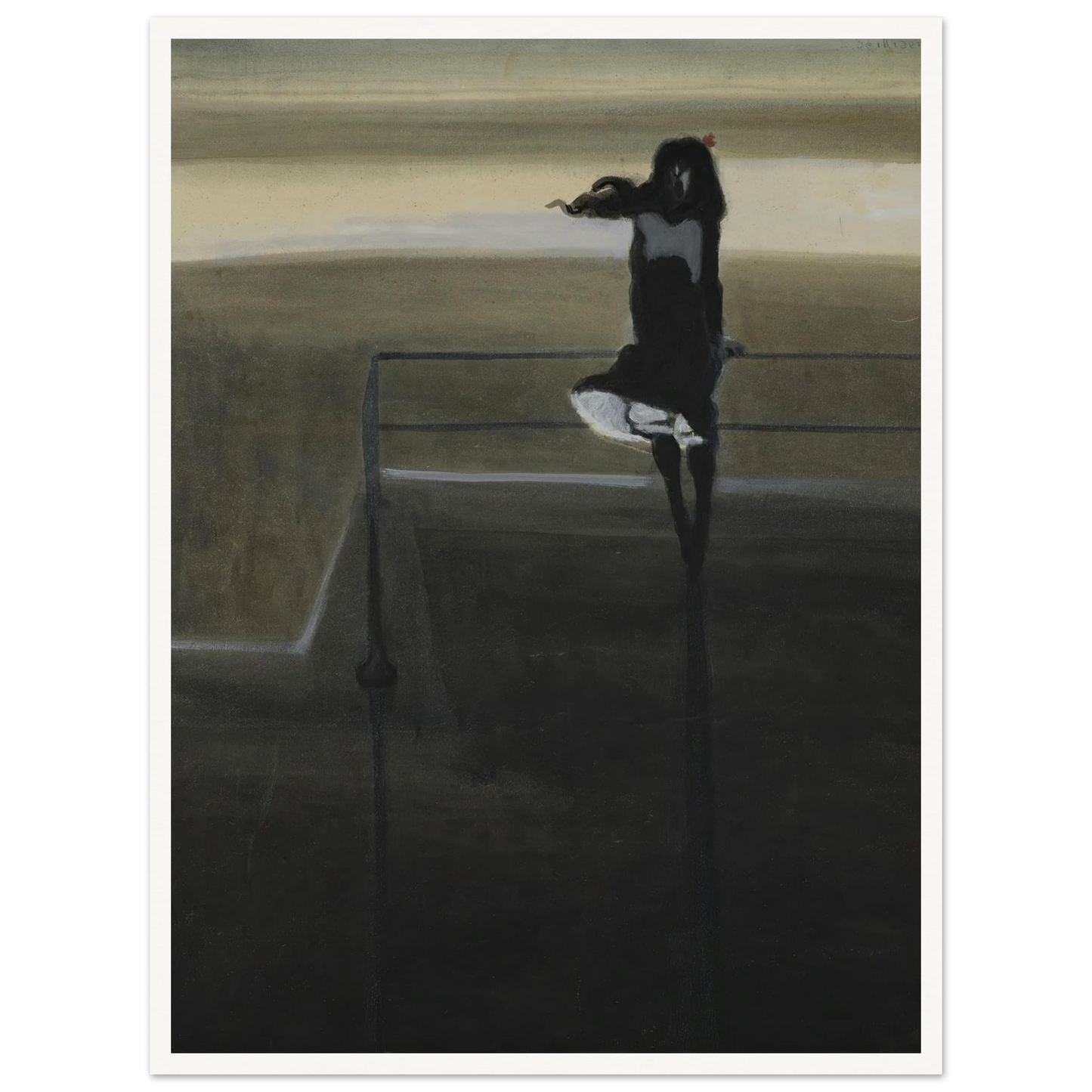 The gust of wind (1904) Art Print | Leon Spilliaert - Framed Poster - 30x40 cm / 12x16″ - Black frame