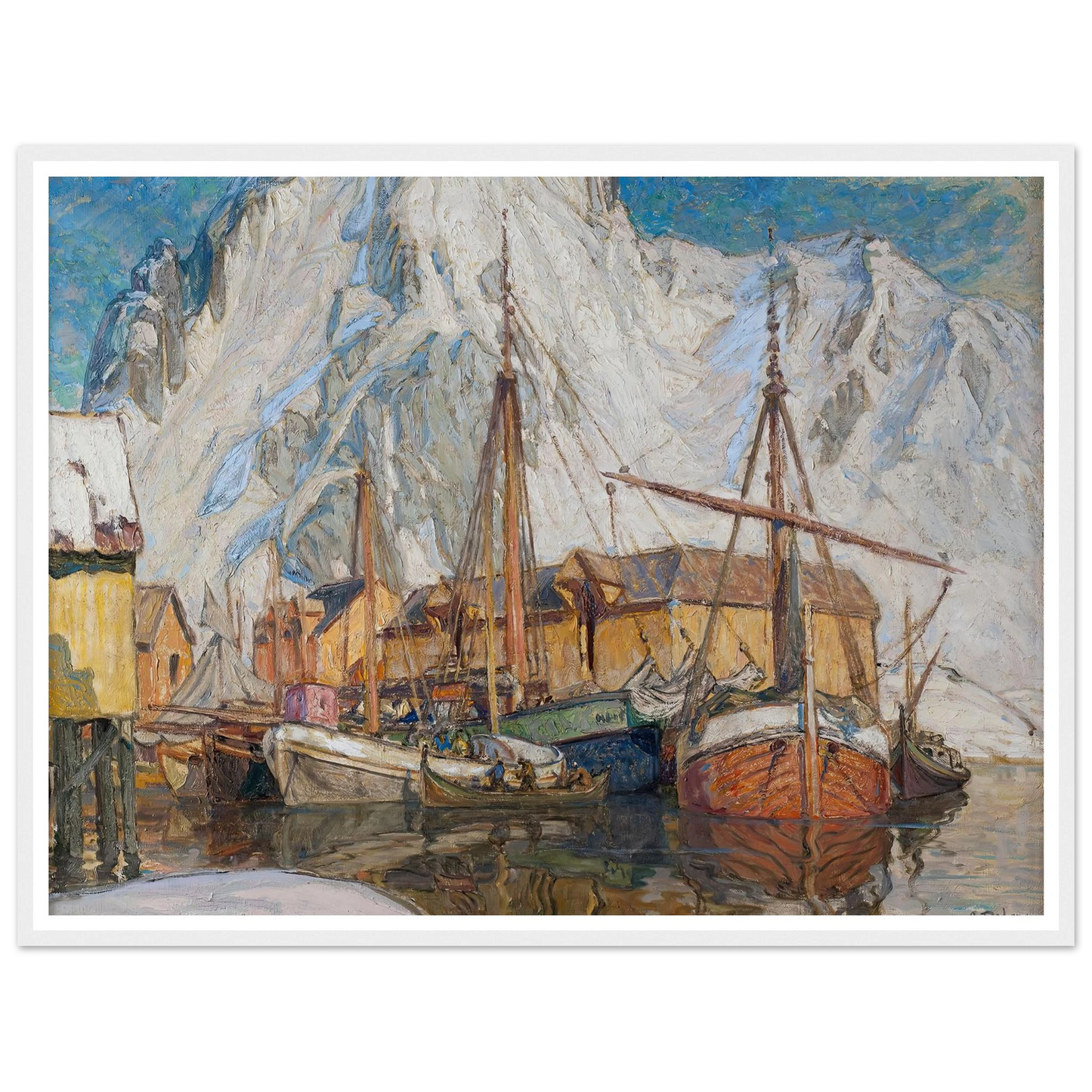 The Harbour at Svolvaer, Lofoten Art Print | Anna Boberg - Framed Poster - 30x40 cm / 12x16″ - Black frame
