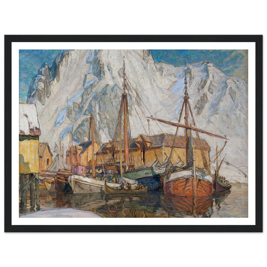 The Harbour at Svolvaer, Lofoten Art Print | Anna Boberg - Framed Poster - 30x40 cm / 12x16″ - Black frame