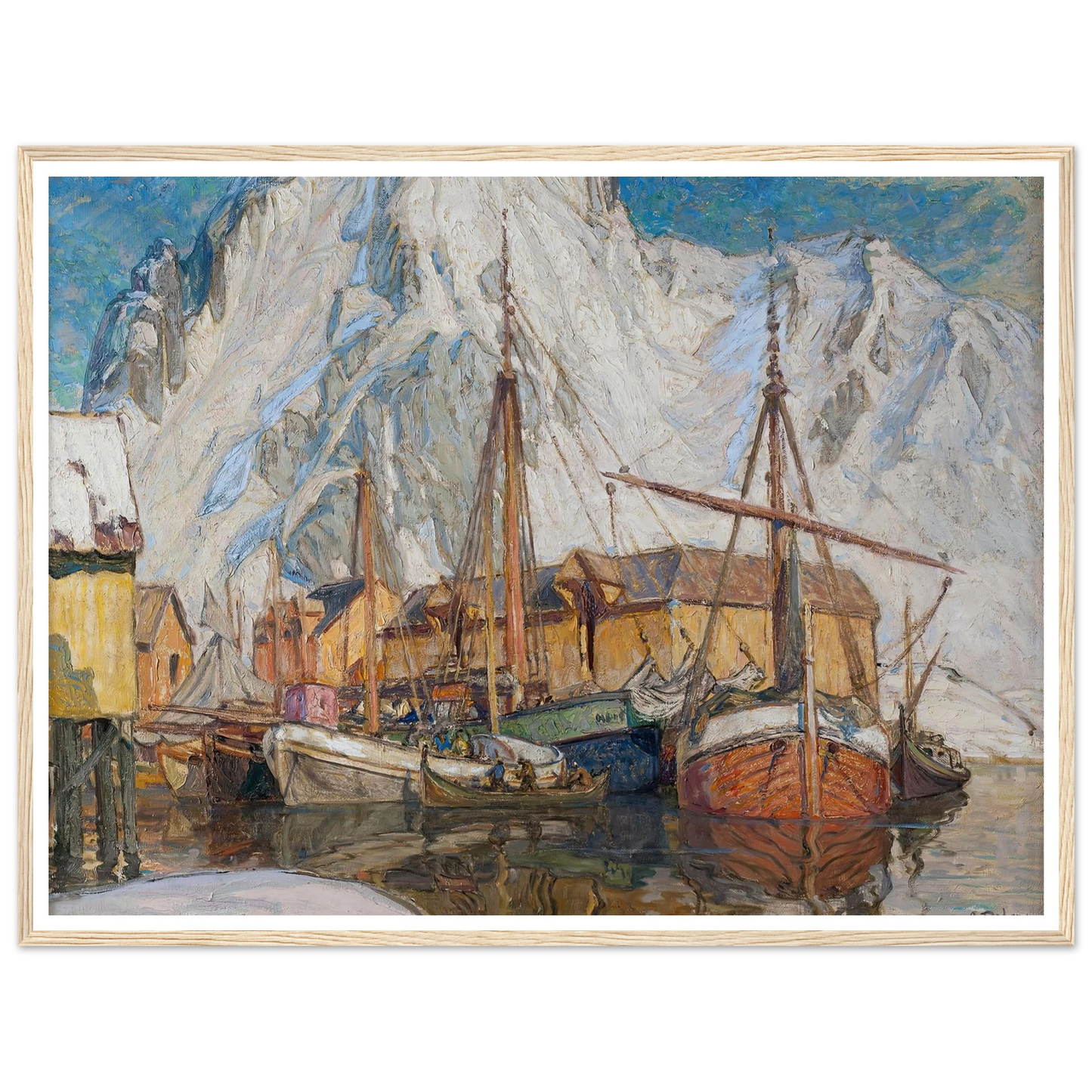 The Harbour at Svolvaer, Lofoten Art Print | Anna Boberg - Framed Poster - 30x40 cm / 12x16″ - Black frame