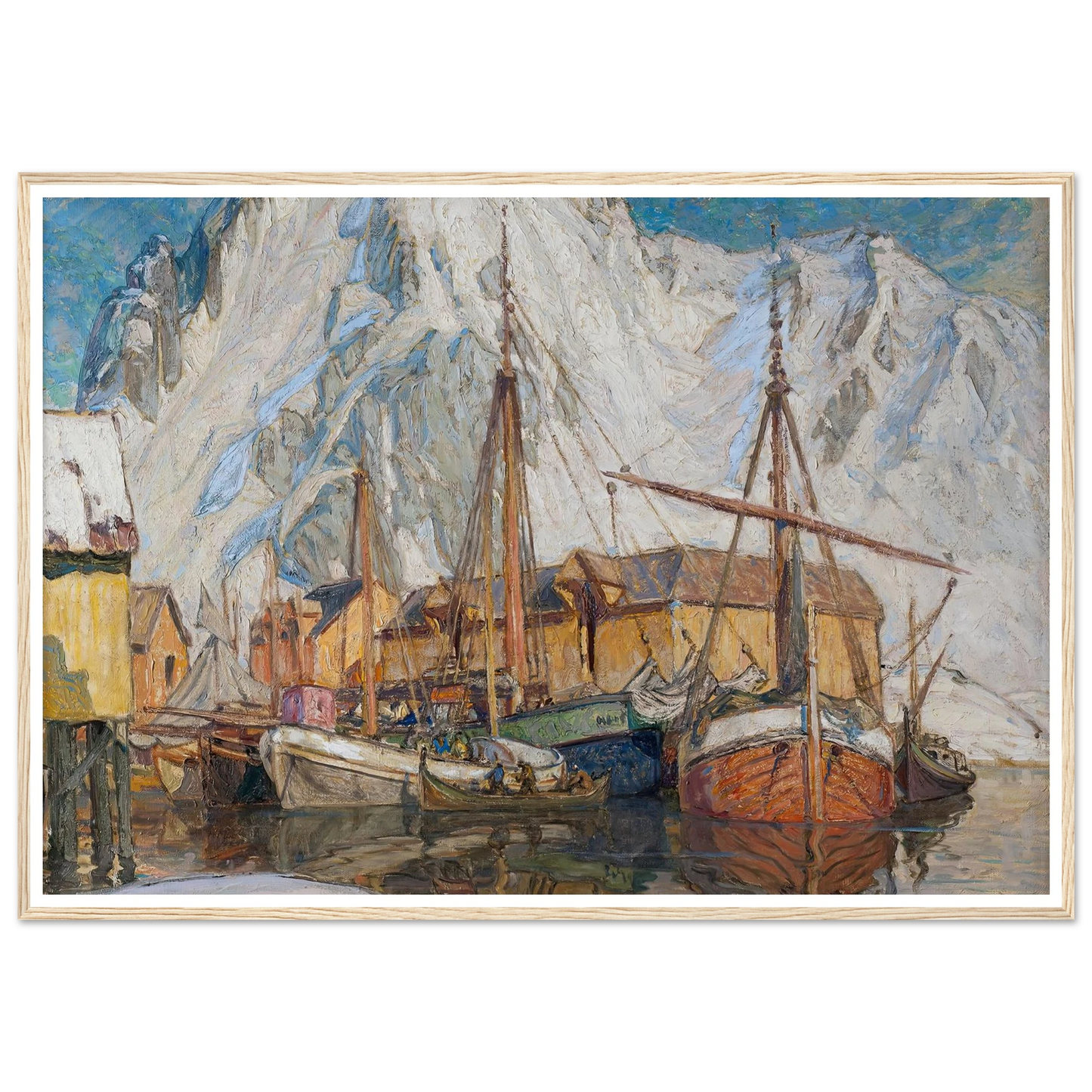 The Harbour at Svolvaer, Lofoten Art Print | Anna Boberg - Framed Poster - 30x40 cm / 12x16″ - Black frame