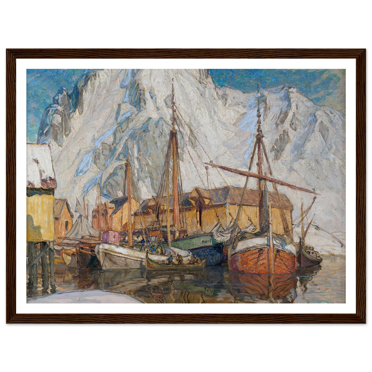 The Harbour at Svolvaer, Lofoten Art Print | Anna Boberg - Framed Poster - 30x40 cm / 12x16″ - Black frame