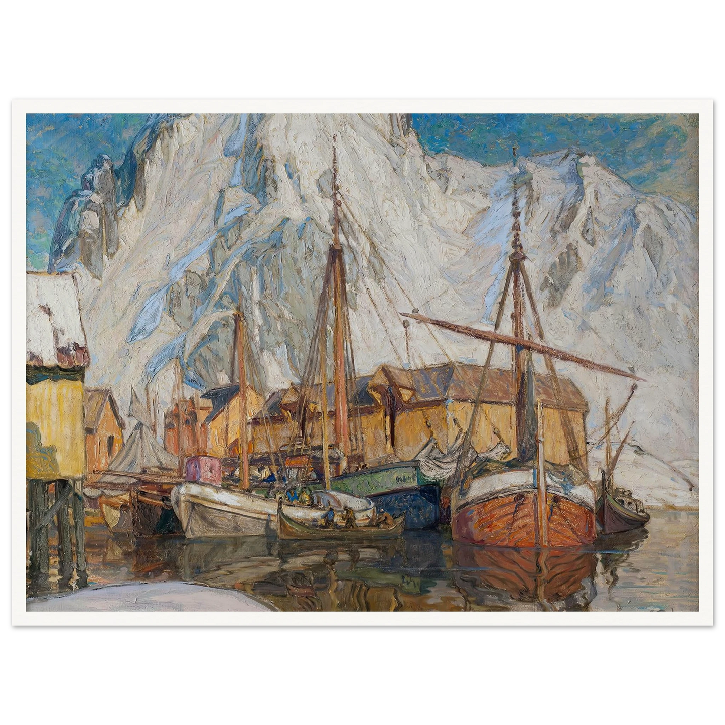 The Harbour at Svolvaer, Lofoten Art Print | Anna Boberg - Framed Poster - 30x40 cm / 12x16″ - Black frame