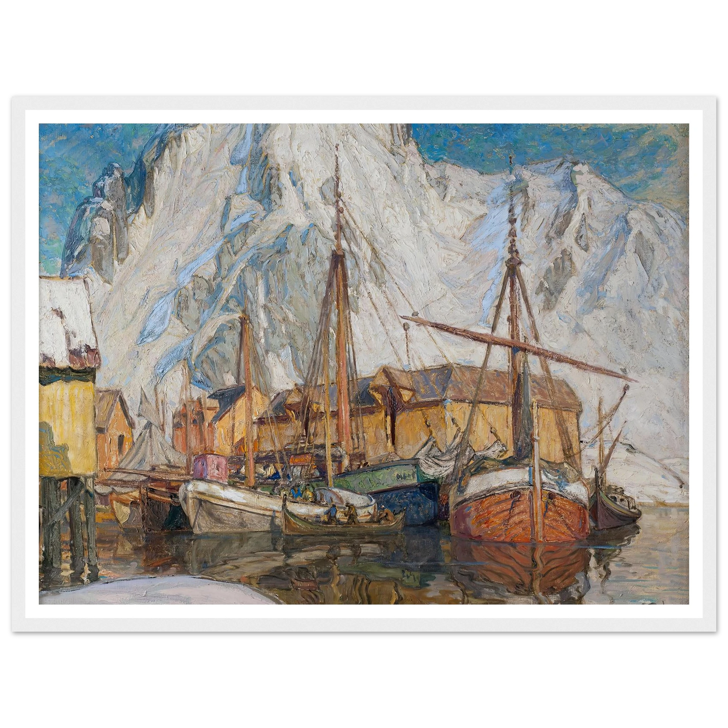 The Harbour at Svolvaer, Lofoten Art Print | Anna Boberg - Framed Poster - 30x40 cm / 12x16″ - Black frame