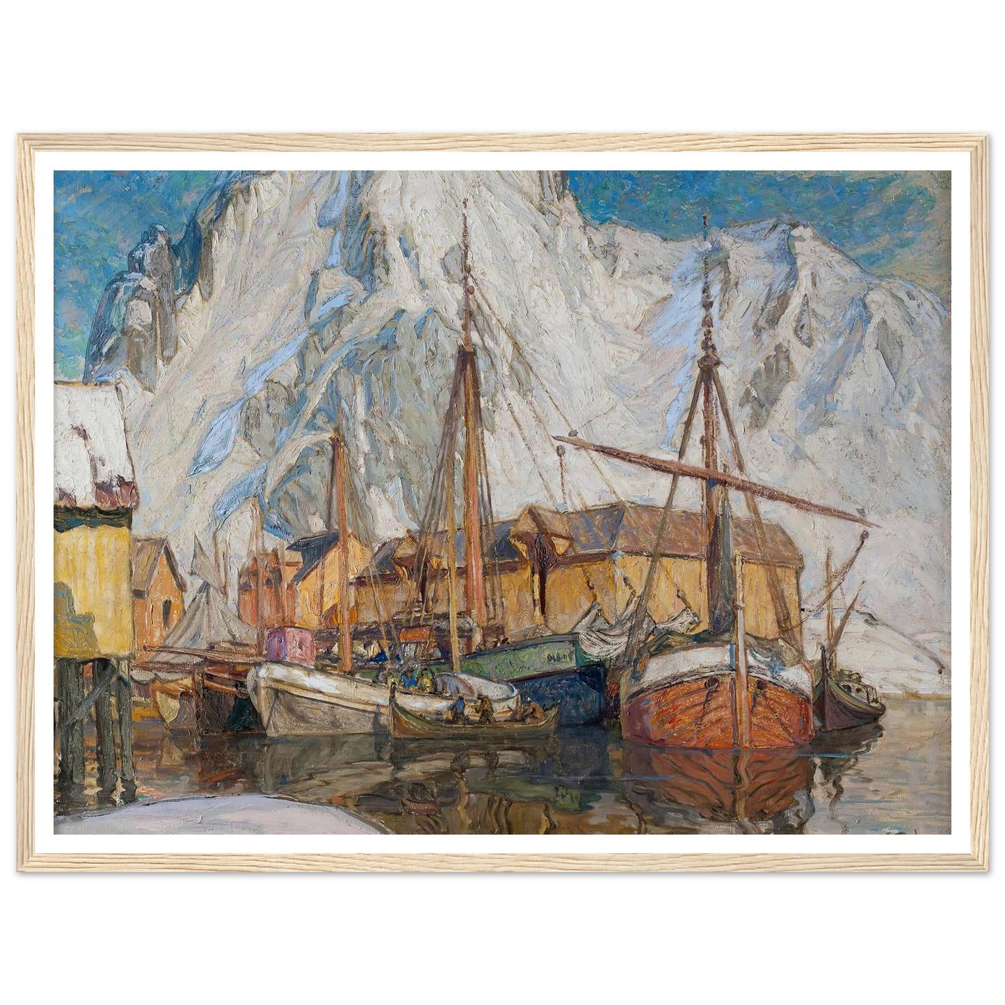 The Harbour at Svolvaer, Lofoten Art Print | Anna Boberg - Framed Poster - 30x40 cm / 12x16″ - Black frame