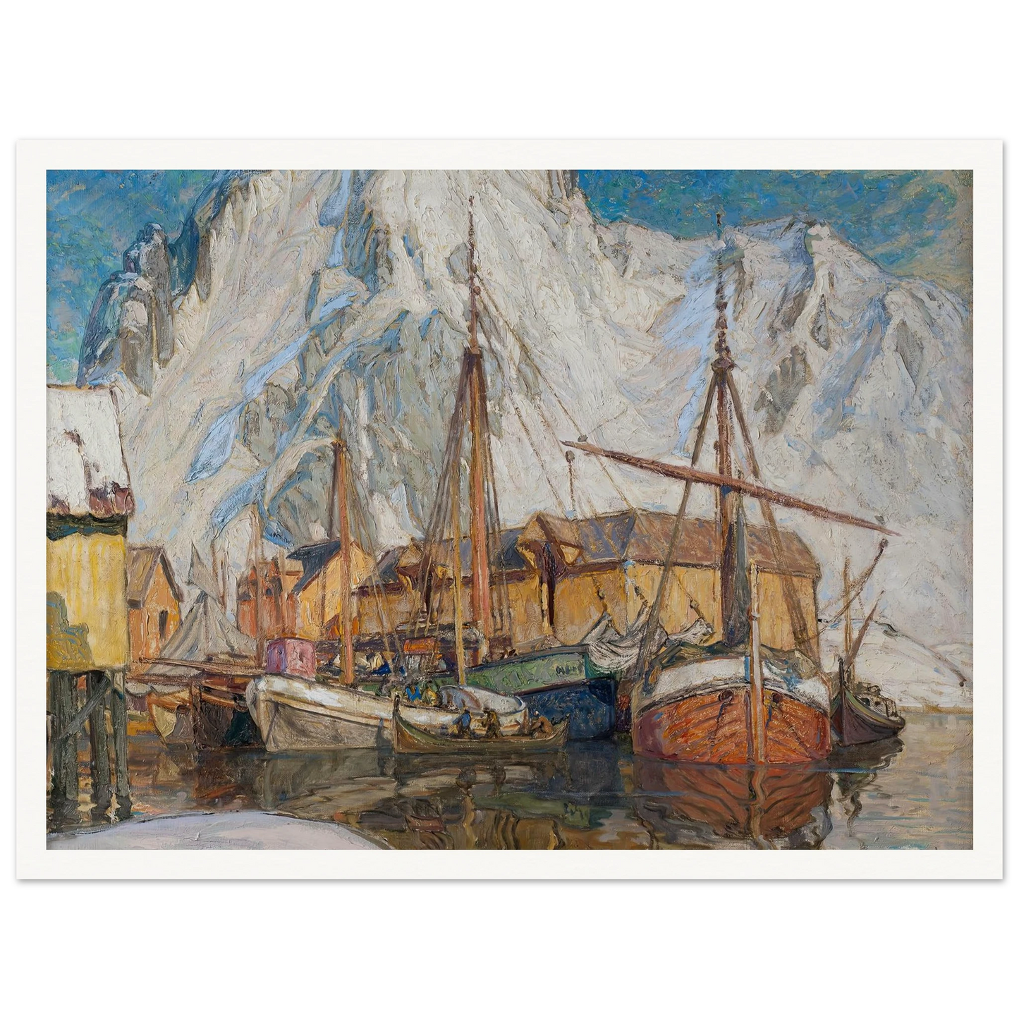 The Harbour at Svolvaer, Lofoten Art Print | Anna Boberg - Framed Poster - 30x40 cm / 12x16″ - Black frame