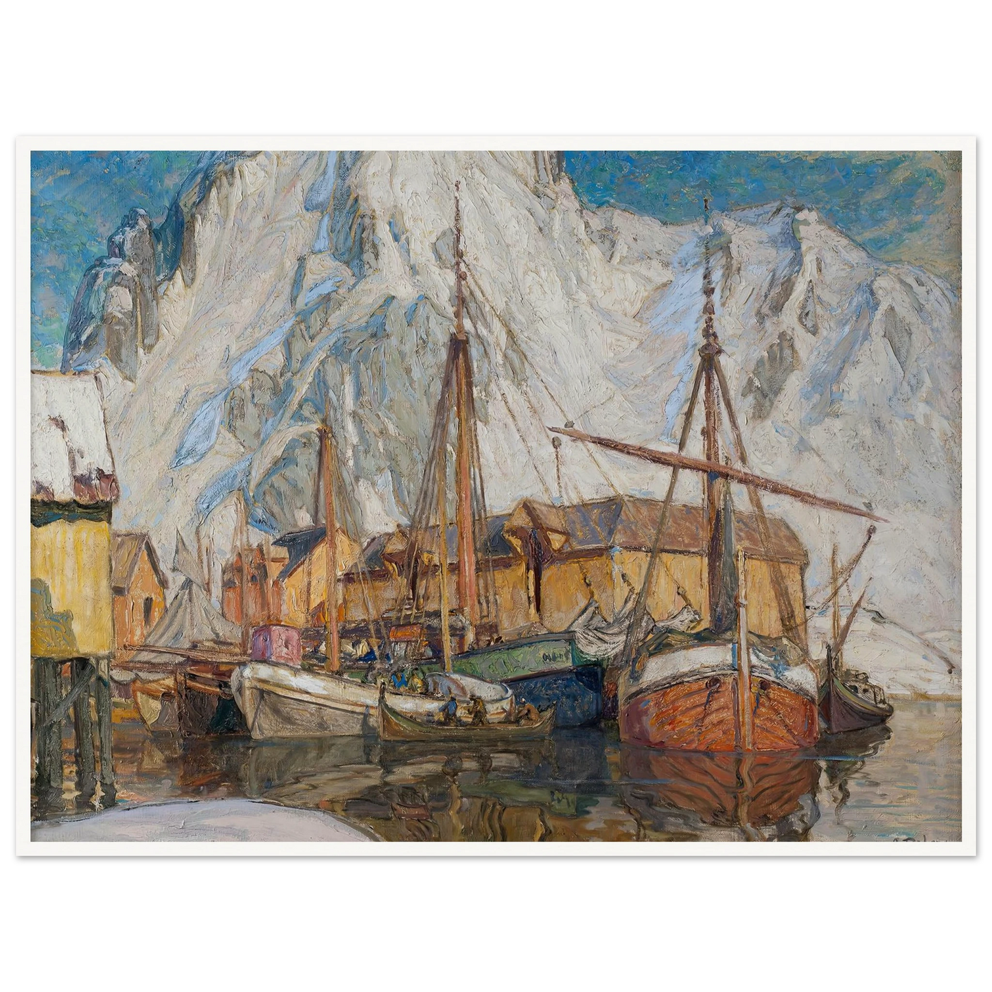 The Harbour at Svolvaer, Lofoten Art Print | Anna Boberg - Framed Poster - 30x40 cm / 12x16″ - Black frame