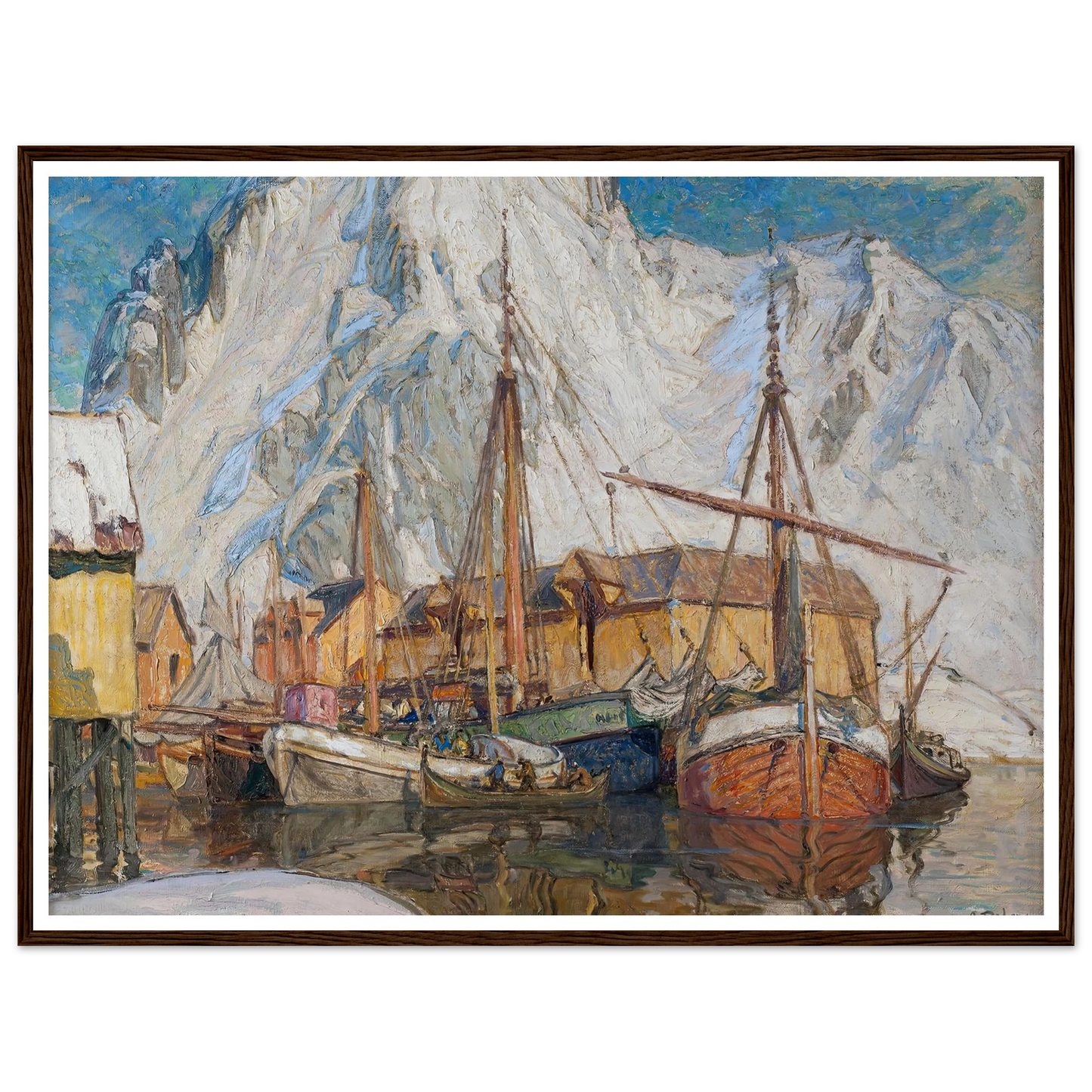 The Harbour at Svolvaer, Lofoten Art Print | Anna Boberg - Framed Poster - 30x40 cm / 12x16″ - Black frame