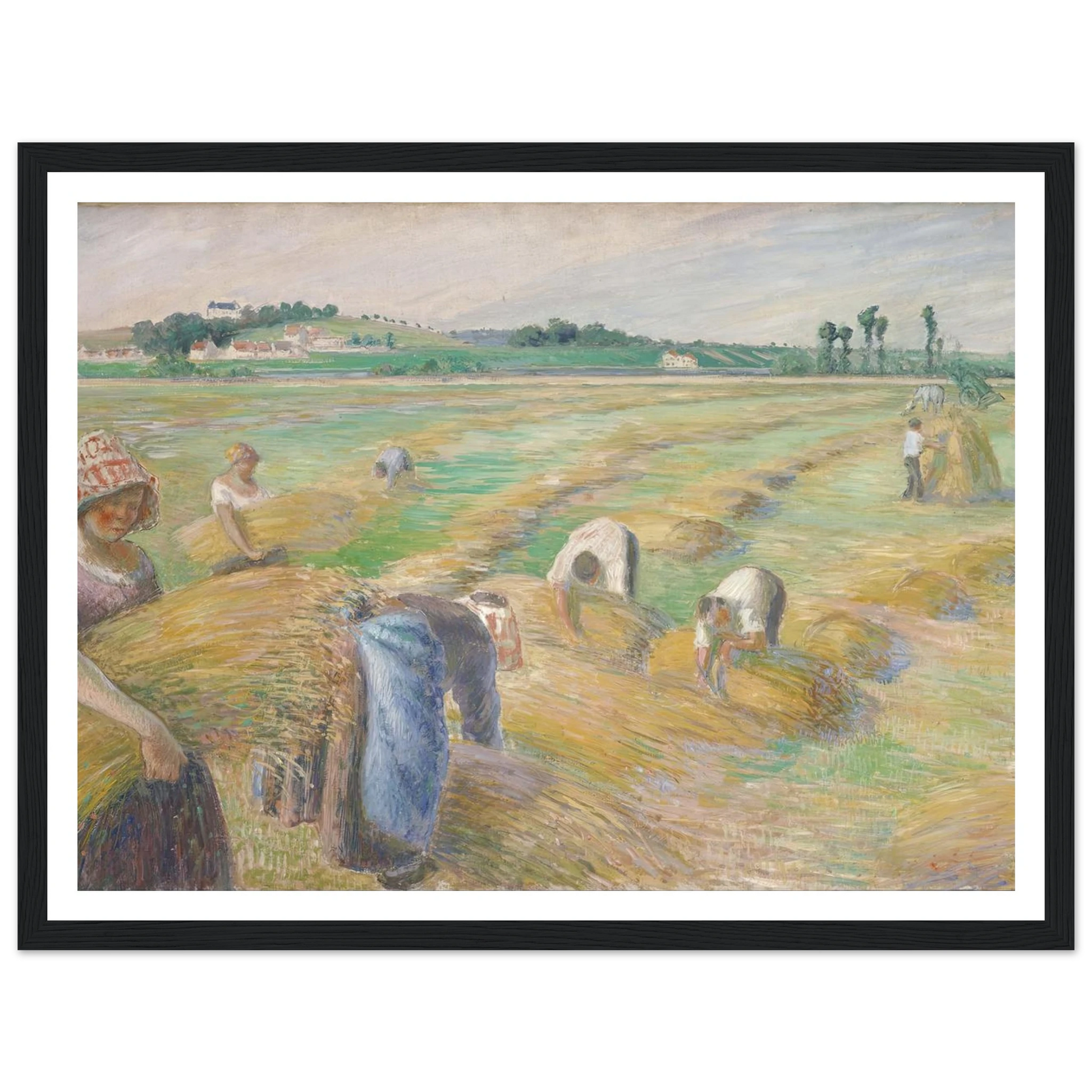 The Harvest Art Print | Camille Pissarro - Framed Poster - 30x40 cm / 12x16″ - Black frame