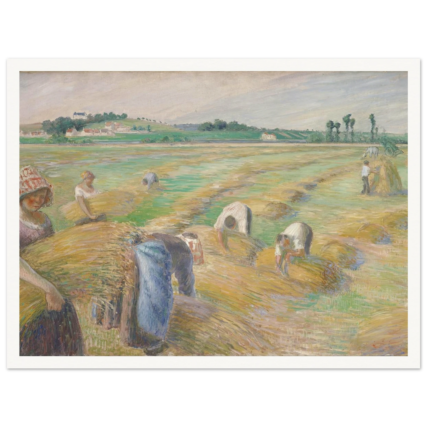 The Harvest Art Print | Camille Pissarro - Framed Poster - 30x40 cm / 12x16″ - Black frame