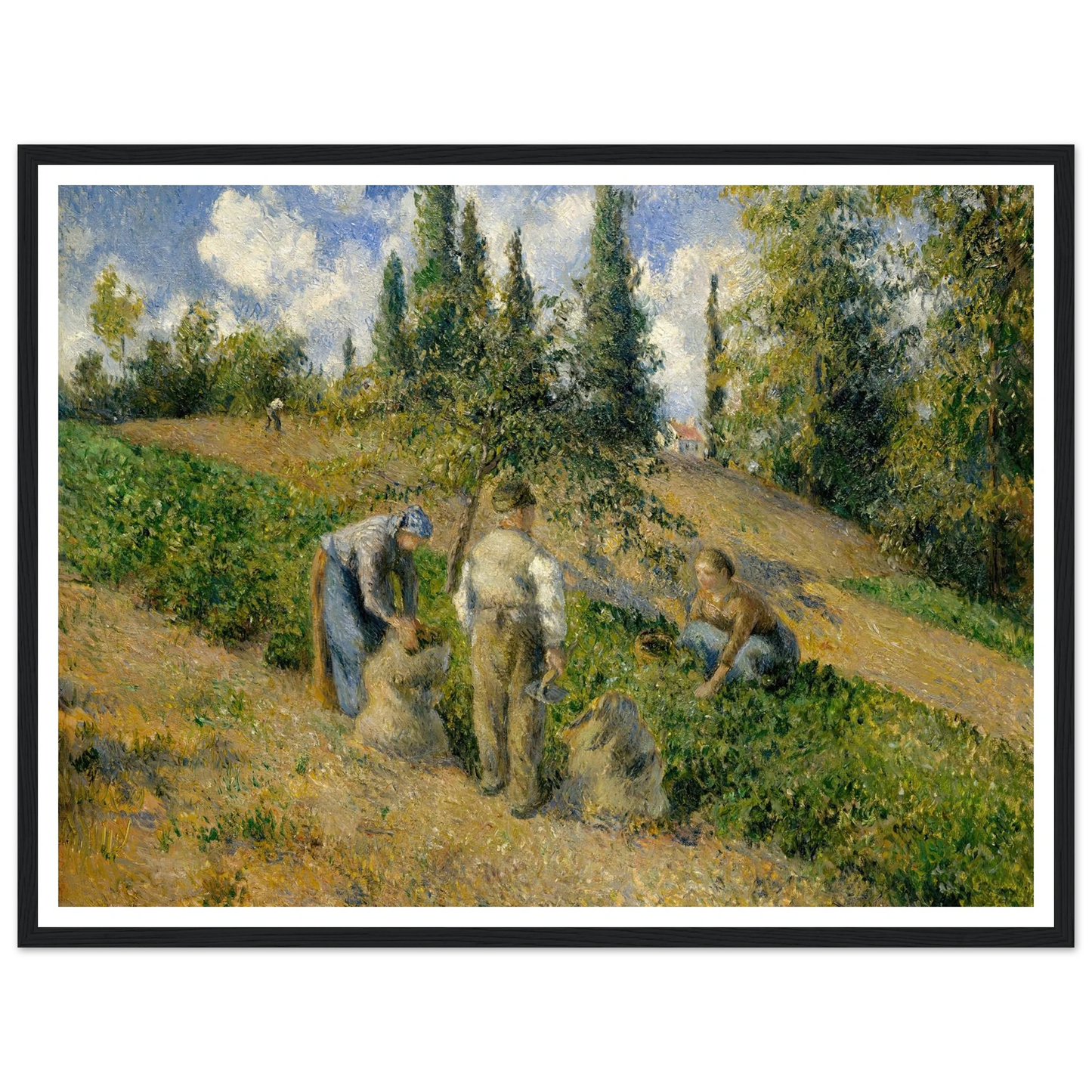 The Harvest, Pontoise (La Récolte, Pontoise) (1881) Art Print | Camille Pissarro - Framed Poster - 30x40 cm / 12x16″ - Black frame