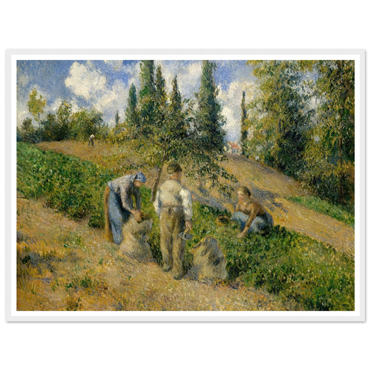 The Harvest, Pontoise (La Récolte, Pontoise) (1881) Art Print | Camille Pissarro - Framed Poster - 30x40 cm / 12x16″ - Black frame