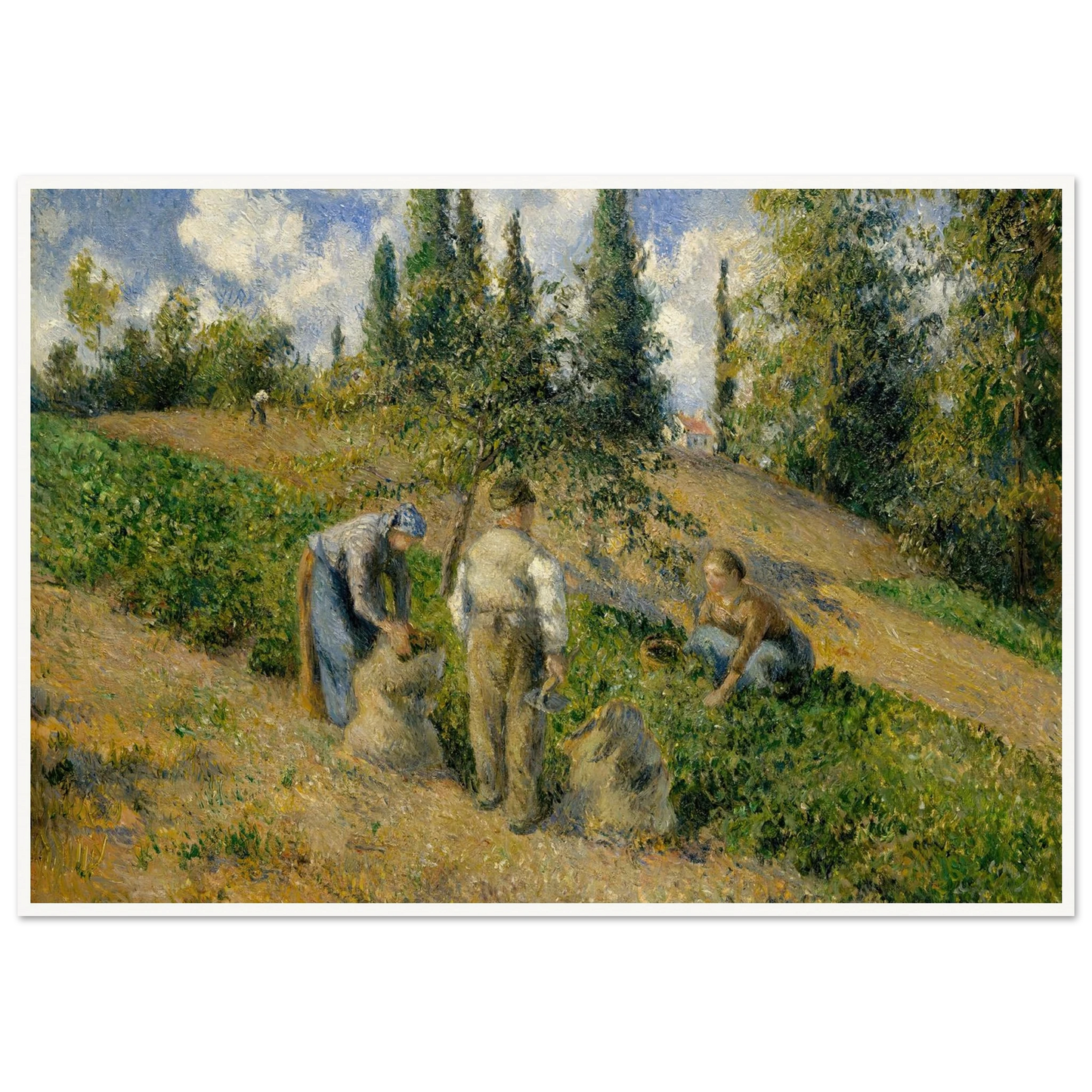 The Harvest, Pontoise (La Récolte, Pontoise) (1881) Art Print | Camille Pissarro - Framed Poster - 30x40 cm / 12x16″ - Black frame