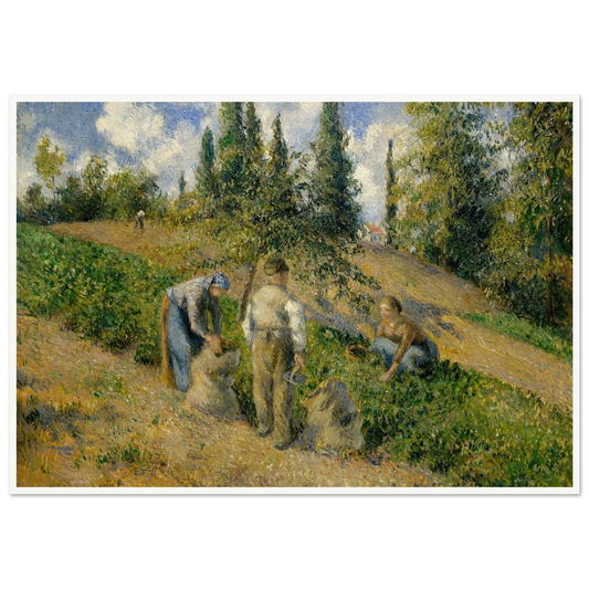 The Harvest, Pontoise (La Récolte, Pontoise) (1881) Art Print | Camille Pissarro - Framed Poster - 30x40 cm / 12x16″ - Black frame
