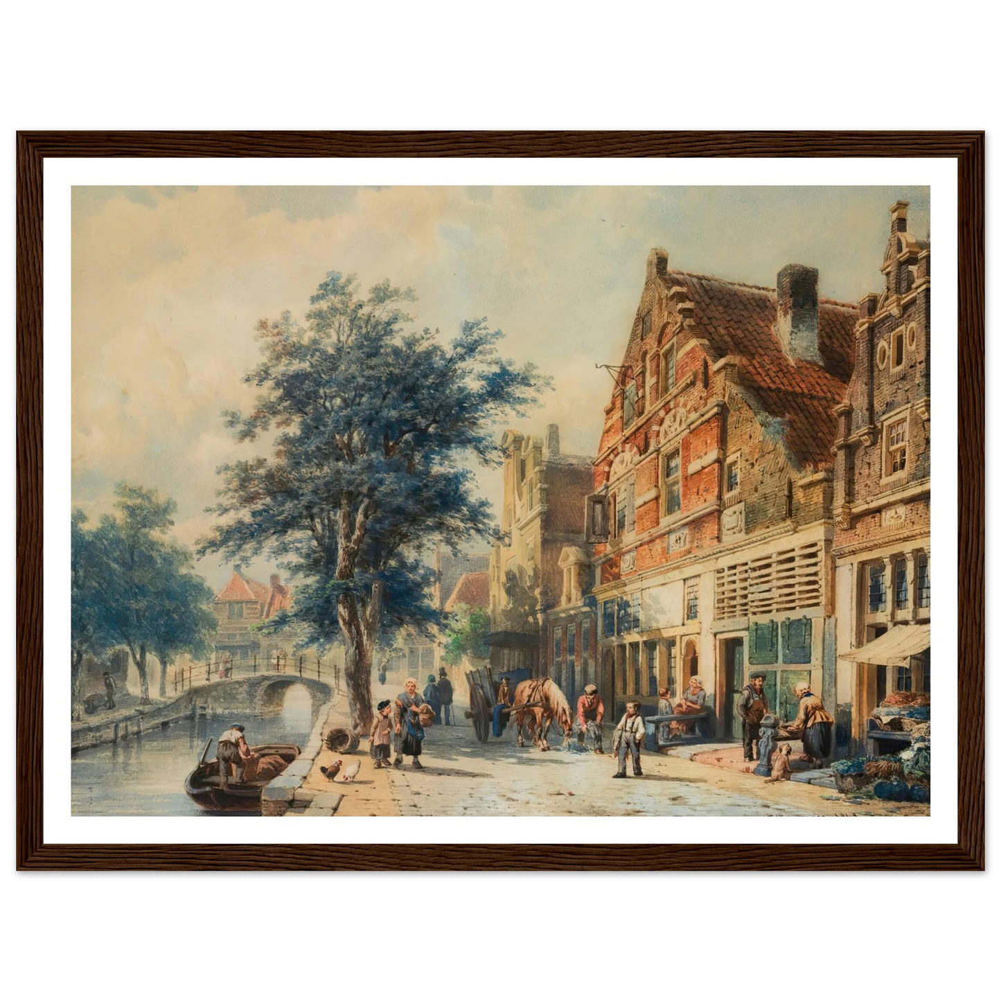 The Havendijk, Enkhuizen, In Summer (1868) Art Print | Cornelis Springer - Framed Poster - 30x40 cm / 12x16″ - Black frame