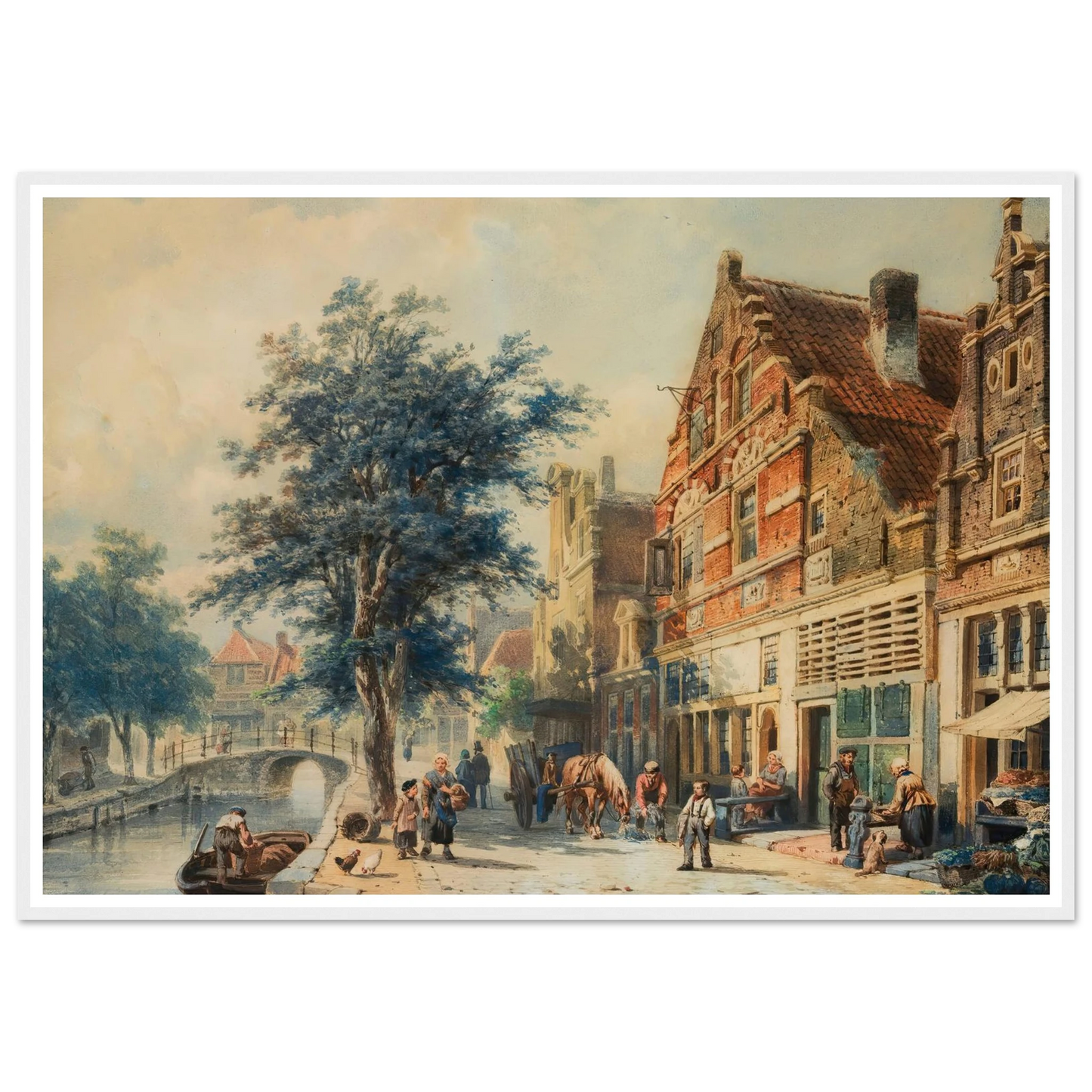 The Havendijk, Enkhuizen, In Summer (1868) Art Print | Cornelis Springer - Framed Poster - 30x40 cm / 12x16″ - Black frame