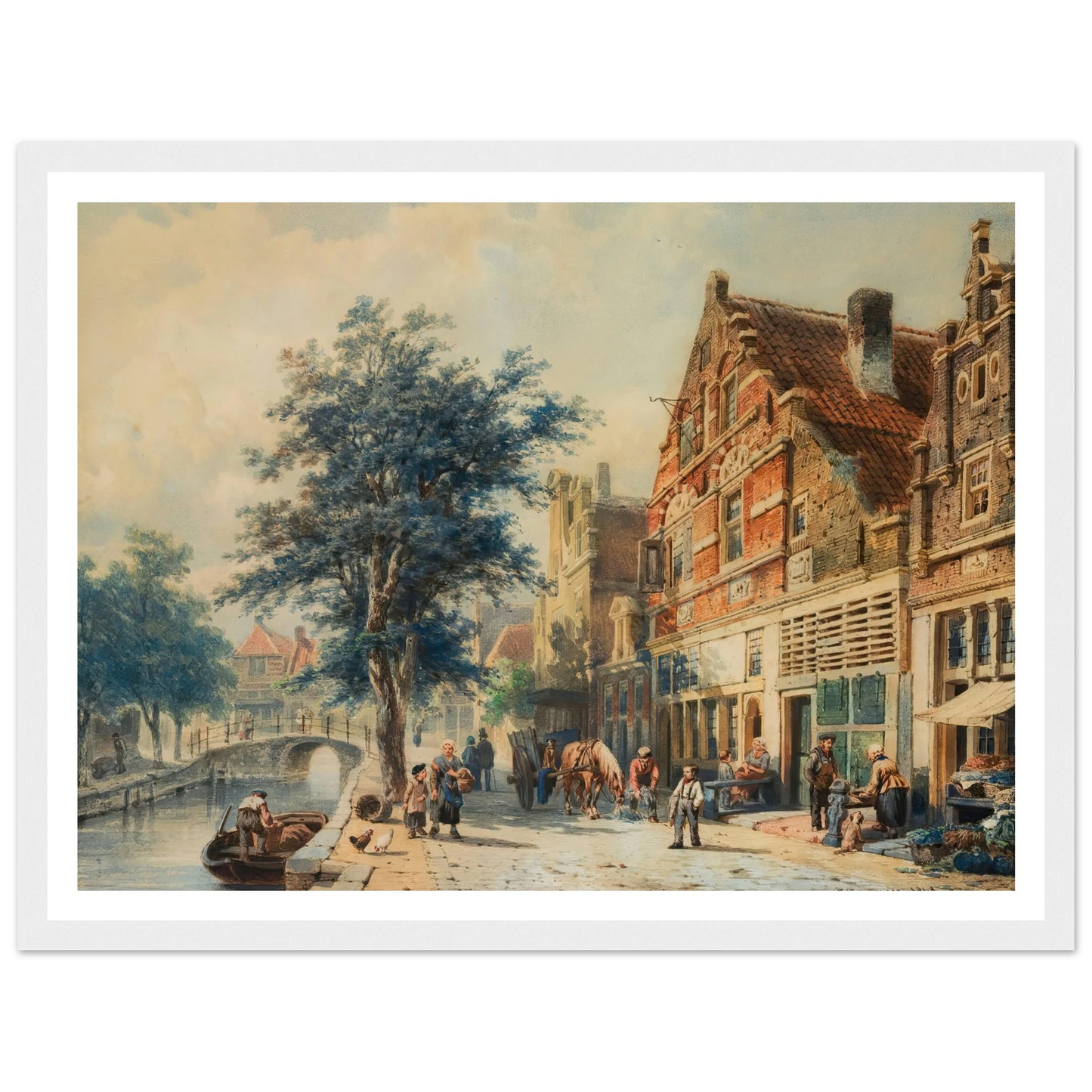 The Havendijk, Enkhuizen, In Summer (1868) Art Print | Cornelis Springer - Framed Poster - 30x40 cm / 12x16″ - Black frame