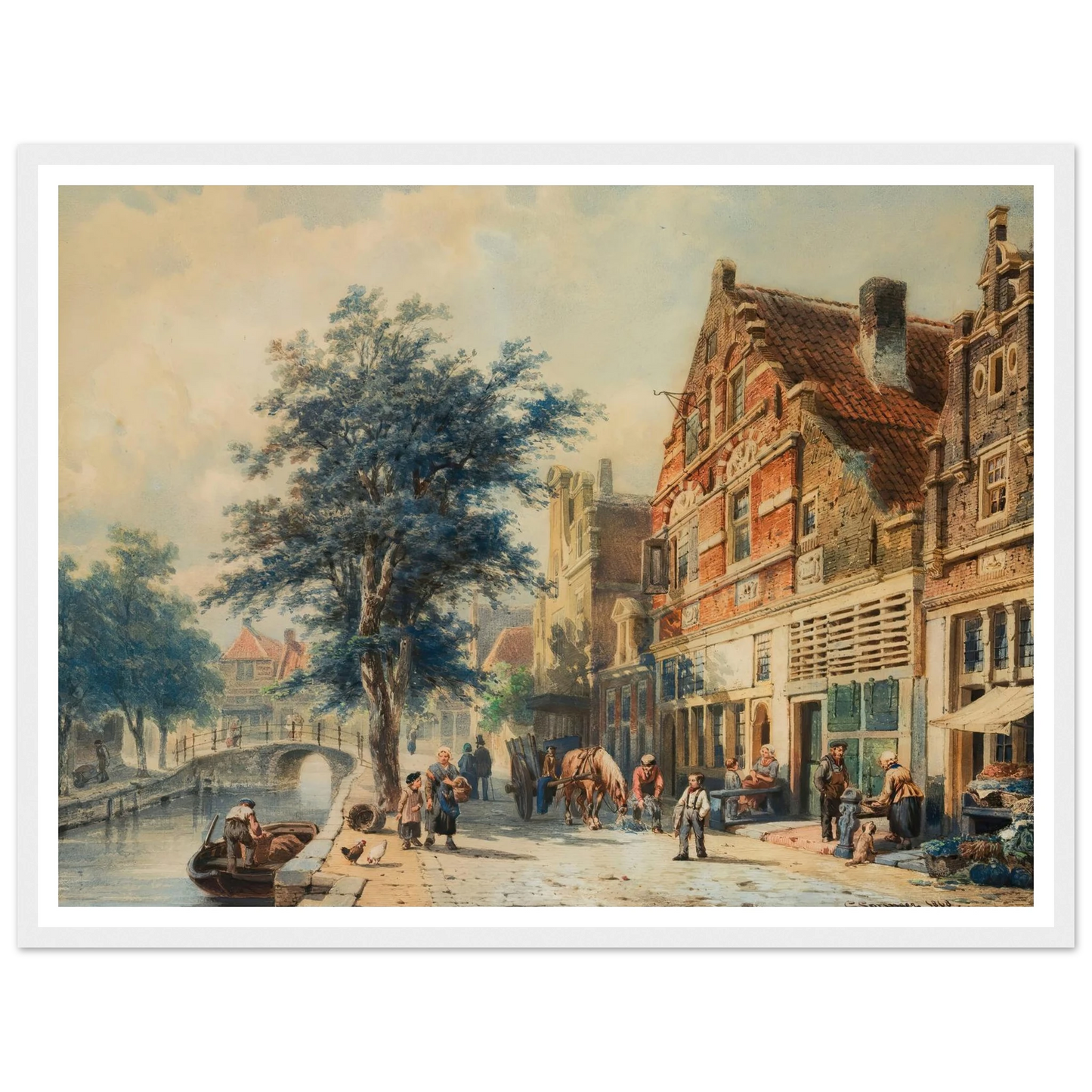 The Havendijk, Enkhuizen, In Summer (1868) Art Print | Cornelis Springer - Framed Poster - 30x40 cm / 12x16″ - Black frame