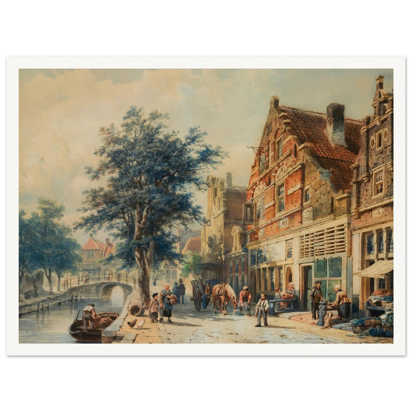 The Havendijk, Enkhuizen, In Summer (1868) Art Print | Cornelis Springer - Framed Poster - 30x40 cm / 12x16″ - Black frame