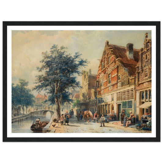 The Havendijk, Enkhuizen, In Summer (1868) Art Print | Cornelis Springer - Framed Poster - 30x40 cm / 12x16″ - Black frame