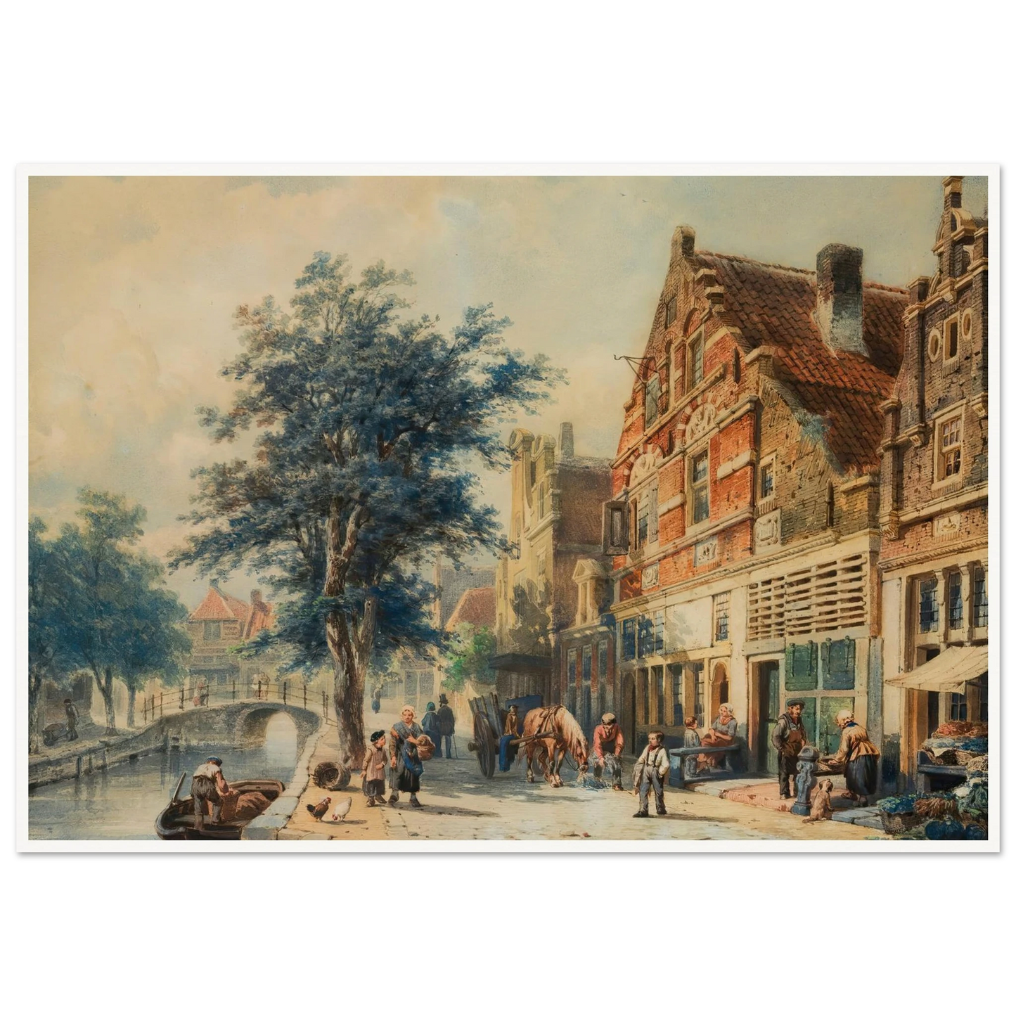 The Havendijk, Enkhuizen, In Summer (1868) Art Print | Cornelis Springer - Framed Poster - 30x40 cm / 12x16″ - Black frame