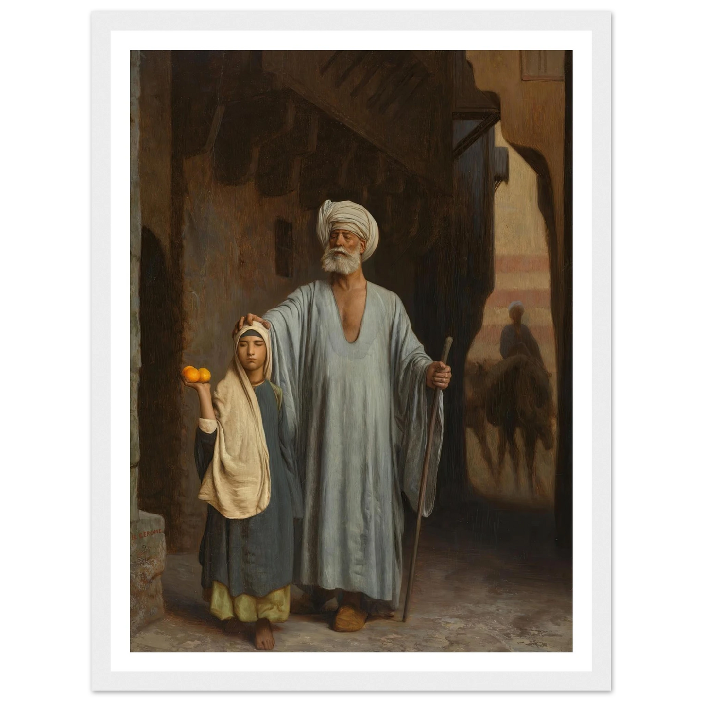 The Helping Hand Art Print | Jean Leon Gerome - Framed Poster - 30x40 cm / 12x16″ - Black frame