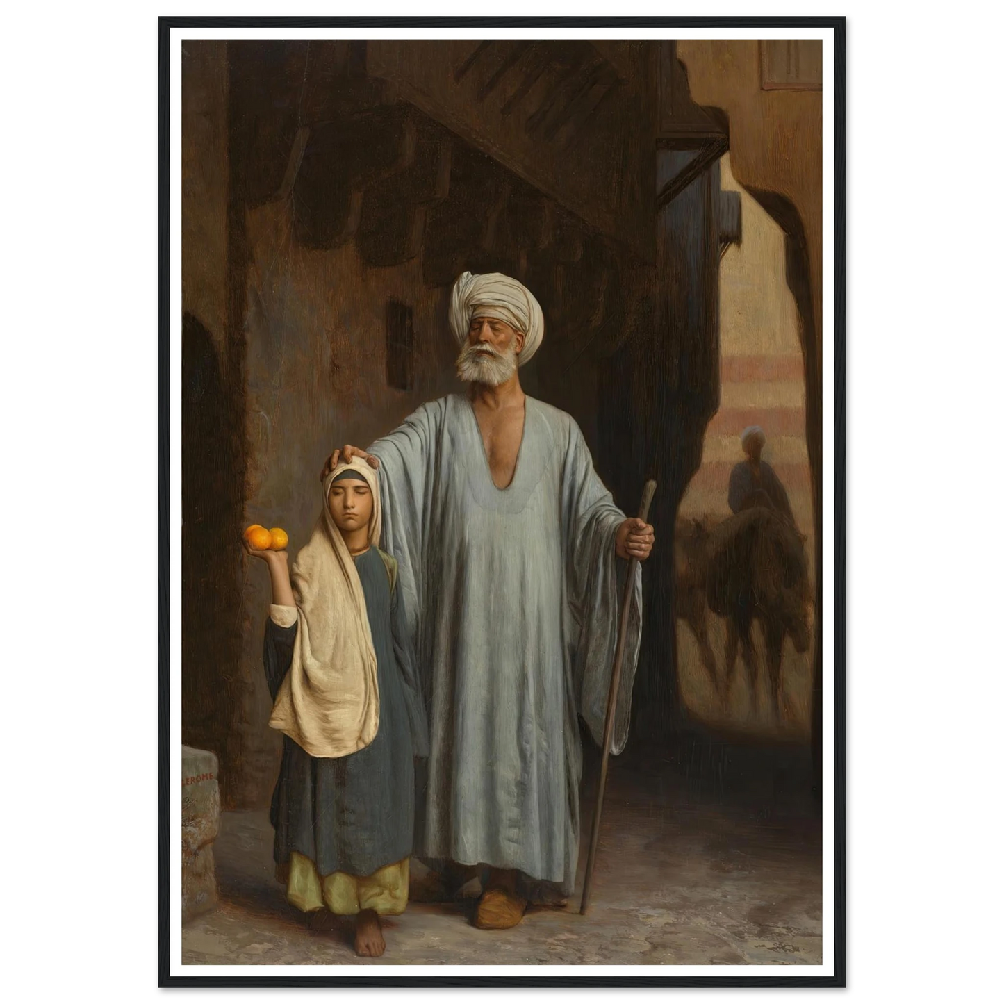The Helping Hand Art Print | Jean Leon Gerome - Framed Poster - 30x40 cm / 12x16″ - Black frame
