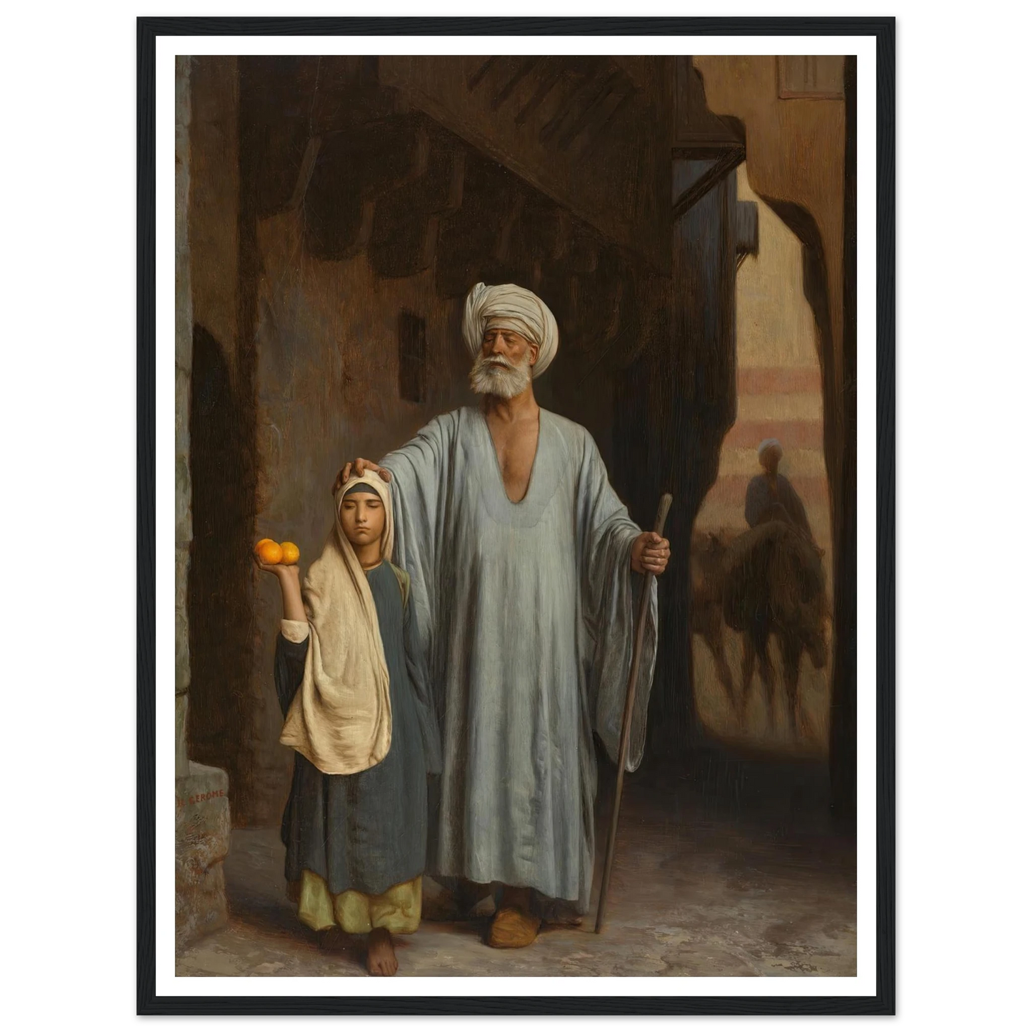 The Helping Hand Art Print | Jean Leon Gerome - Framed Poster - 30x40 cm / 12x16″ - Black frame