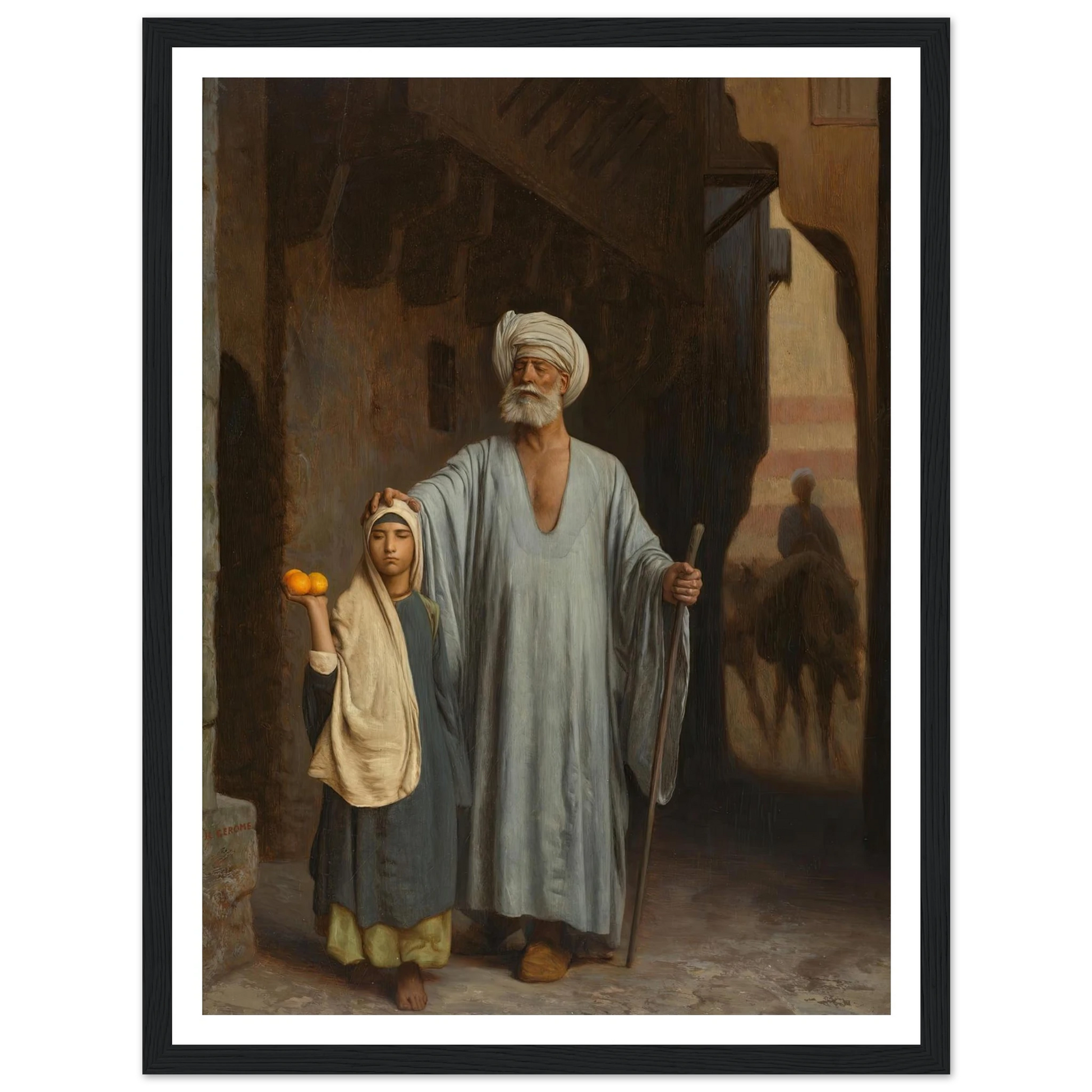 The Helping Hand Art Print | Jean Leon Gerome - Framed Poster - 30x40 cm / 12x16″ - Black frame