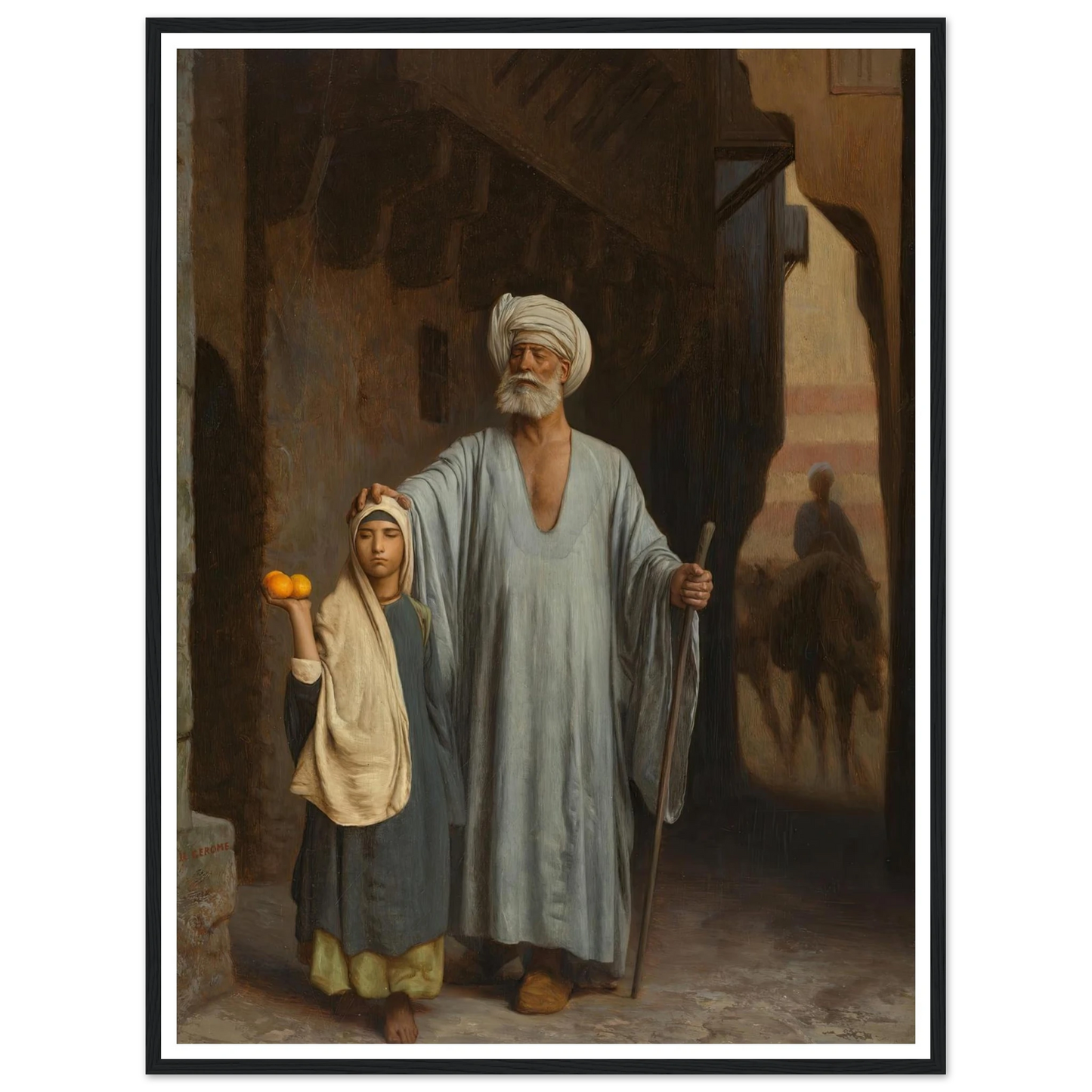 The Helping Hand Art Print | Jean Leon Gerome - Framed Poster - 30x40 cm / 12x16″ - Black frame