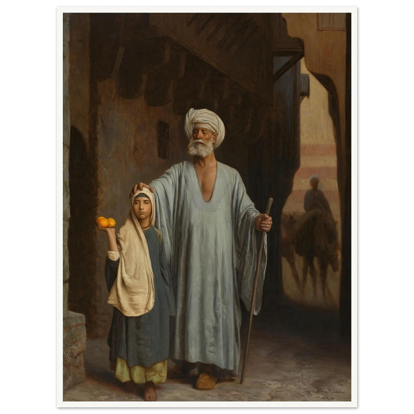The Helping Hand Art Print | Jean Leon Gerome - Framed Poster - 30x40 cm / 12x16″ - Black frame