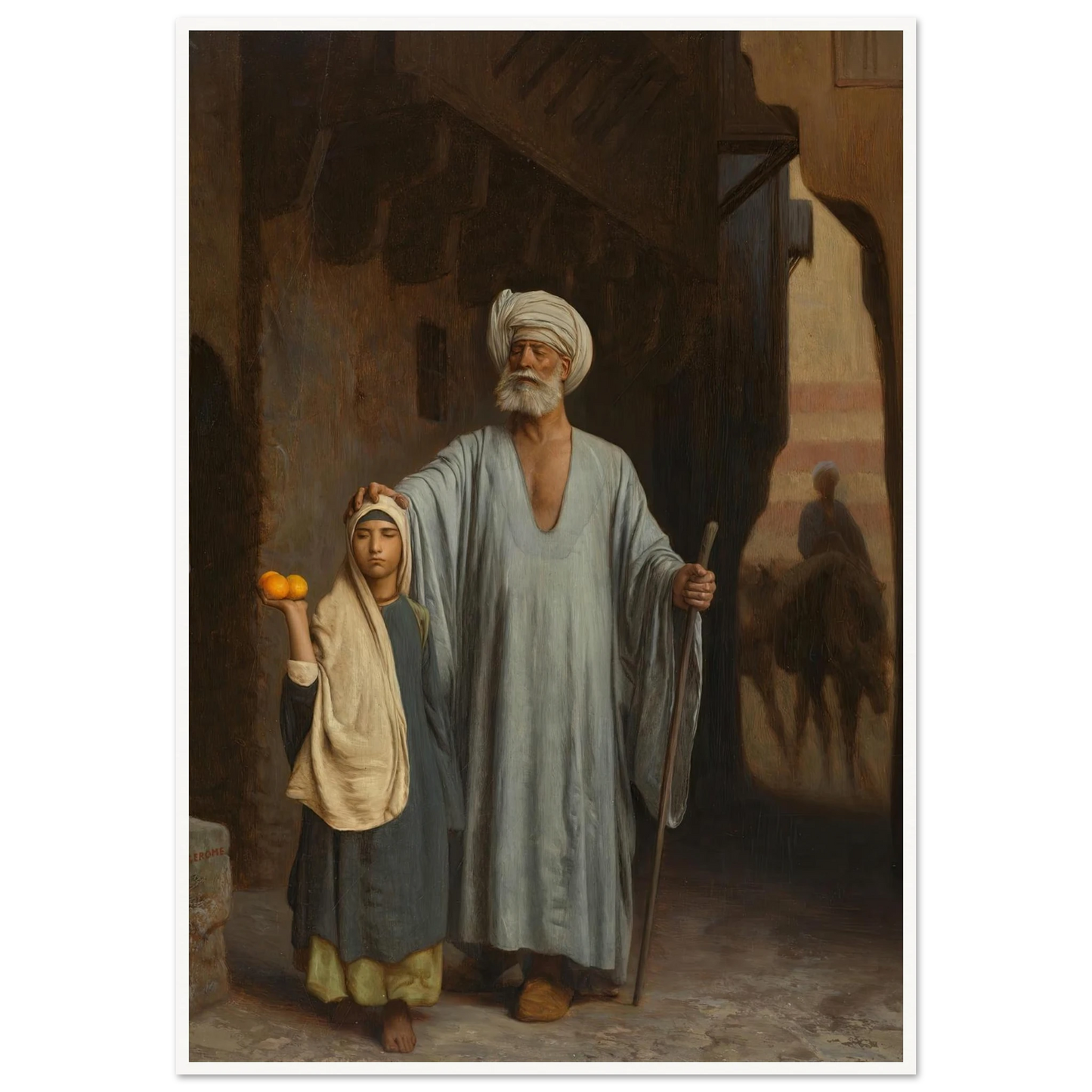 The Helping Hand Art Print | Jean Leon Gerome - Framed Poster - 30x40 cm / 12x16″ - Black frame