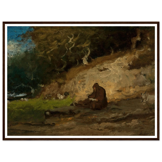 The Hermit (circa 1883-85) Art Print | George Inness - Framed Poster - 30x40 cm / 12x16″ - Black frame