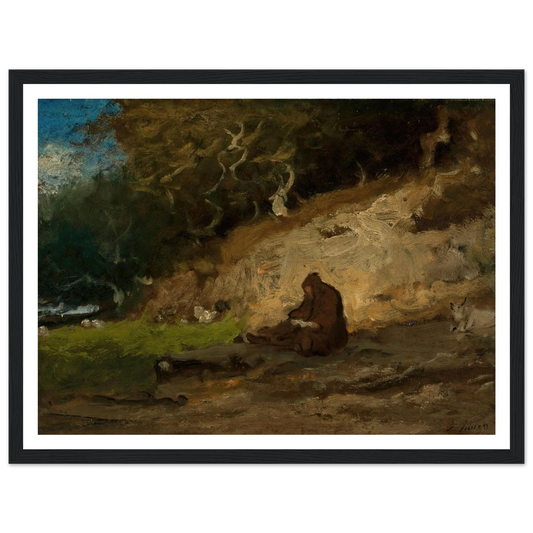 The Hermit (circa 1883-85) Art Print | George Inness - Framed Poster - 30x40 cm / 12x16″ - Black frame