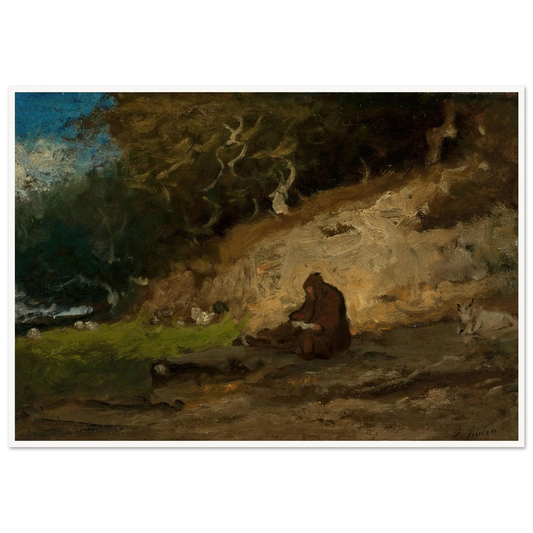 The Hermit (circa 1883-85) Art Print | George Inness - Framed Poster - 30x40 cm / 12x16″ - Black frame