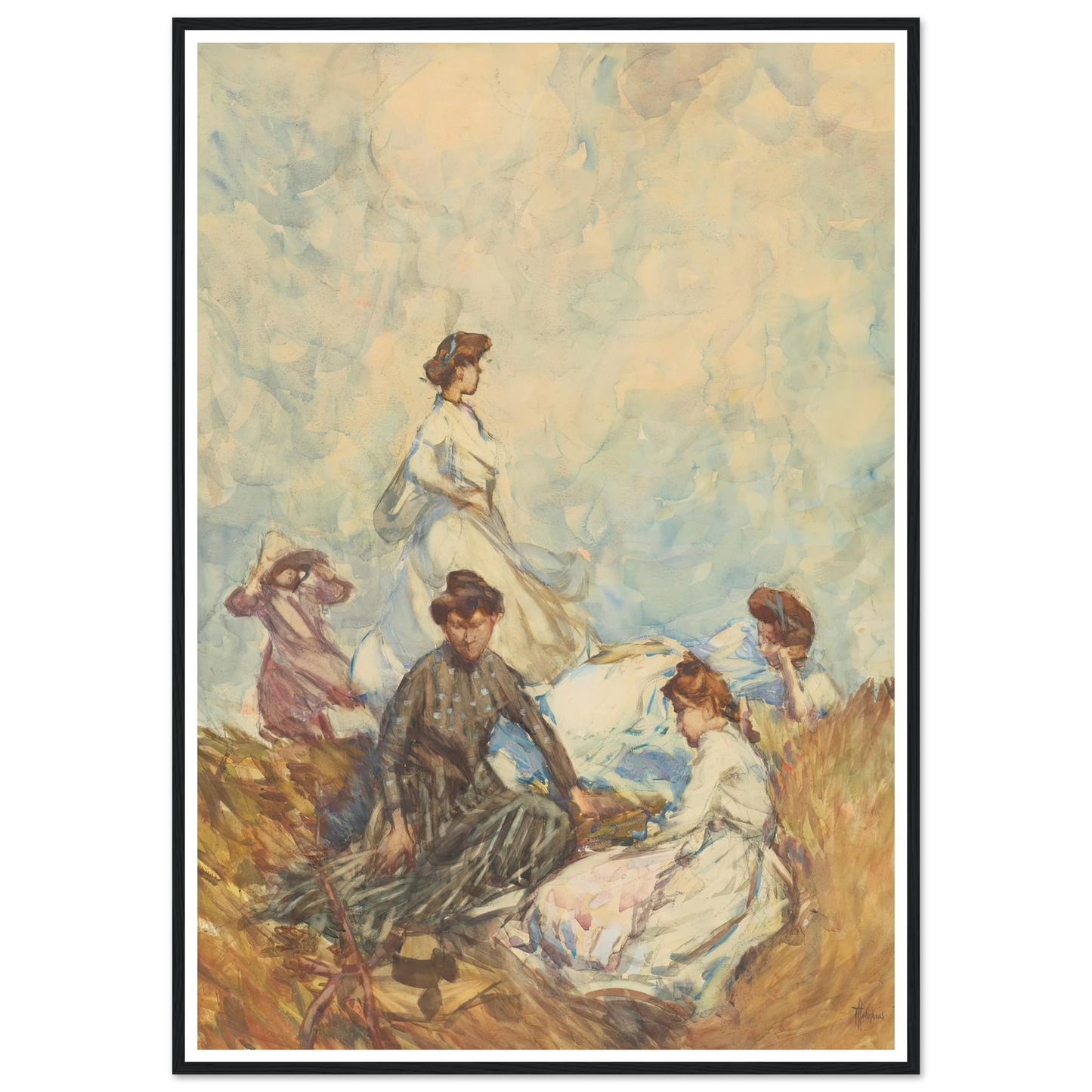The hilltop (circa 1908) Art Print | Frances Hodgkins - Framed Poster - 30x40 cm / 12x16″ - Black frame
