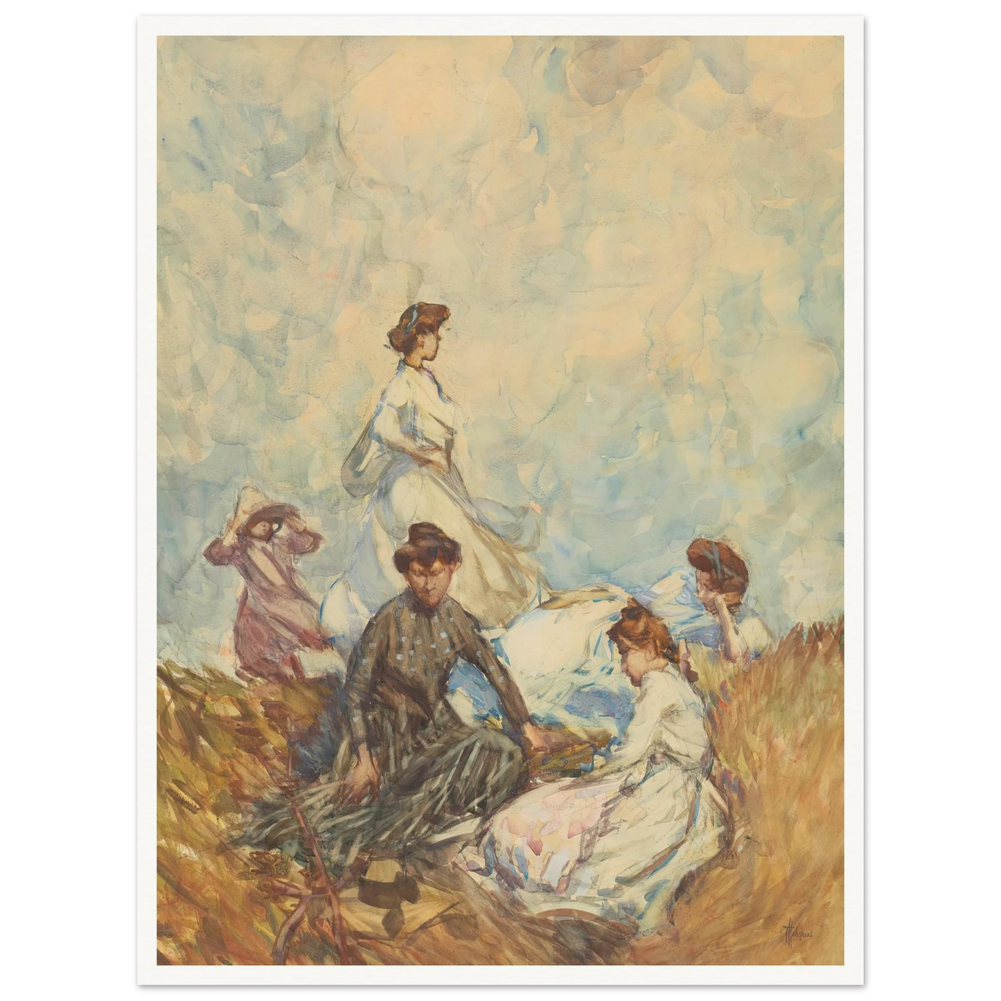 The hilltop (circa 1908) Art Print | Frances Hodgkins - Framed Poster - 30x40 cm / 12x16″ - Black frame