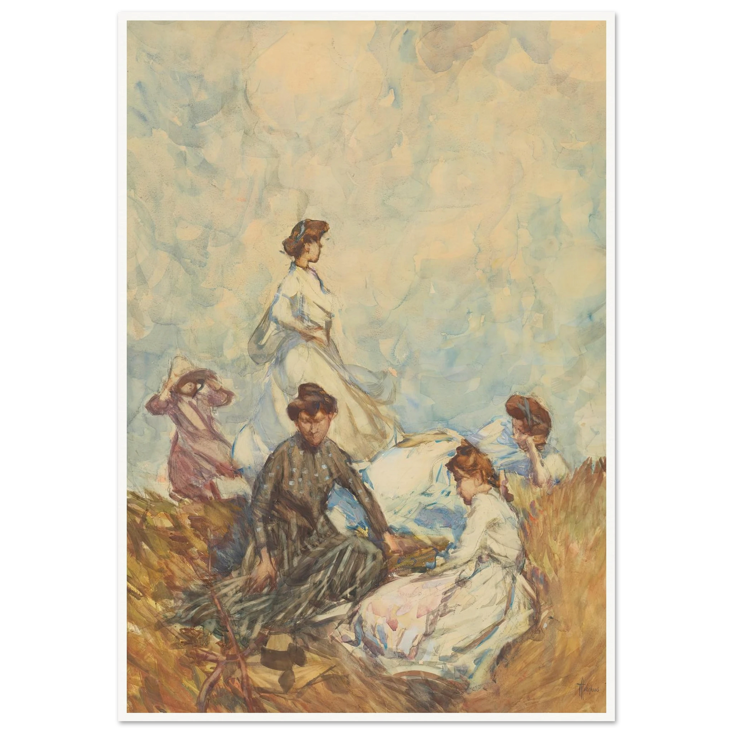 The hilltop (circa 1908) Art Print | Frances Hodgkins - Framed Poster - 30x40 cm / 12x16″ - Black frame