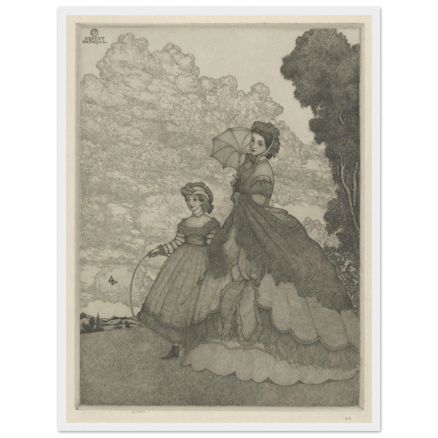 The Hilltop (circa 1912) Art Print | Ernest Haskell - Framed Poster - 30x40 cm / 12x16″ - Black frame