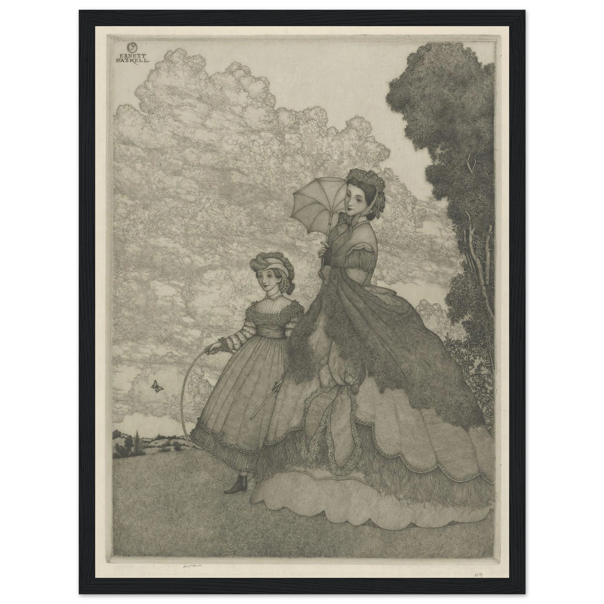 The Hilltop (circa 1912) Art Print | Ernest Haskell - Framed Poster - 30x40 cm / 12x16″ - Black frame