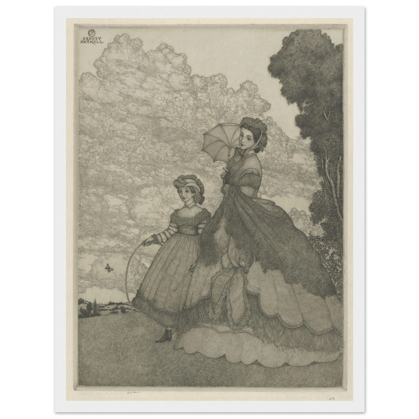 The Hilltop (circa 1912) Art Print | Ernest Haskell - Framed Poster - 30x40 cm / 12x16″ - Black frame