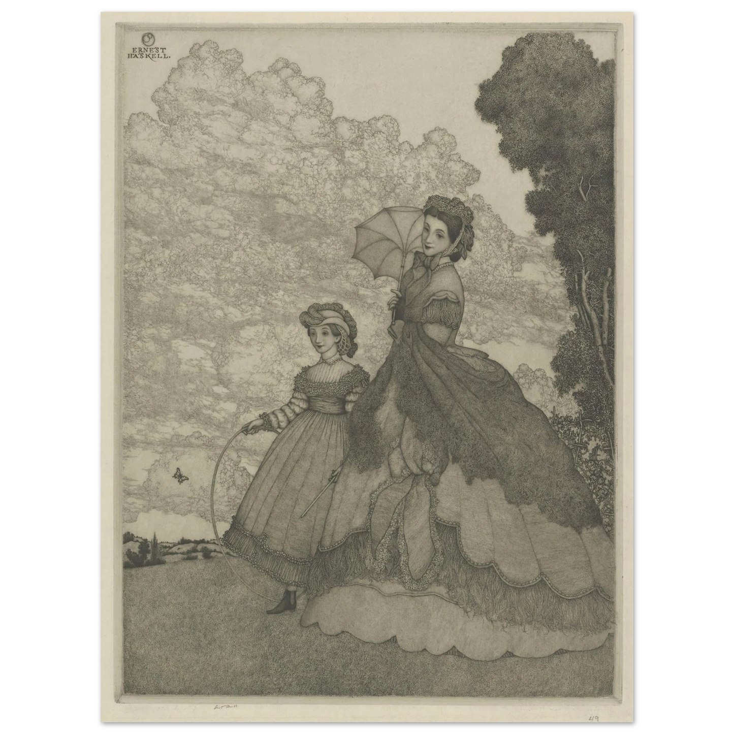 The Hilltop (circa 1912) Art Print | Ernest Haskell - Framed Poster - 30x40 cm / 12x16″ - Black frame