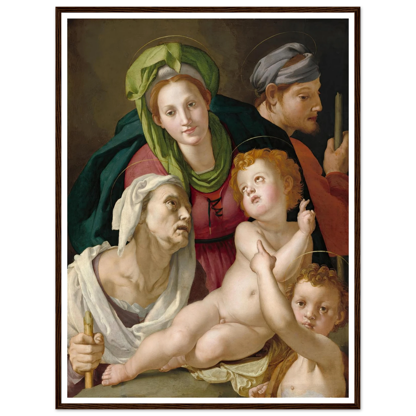The Holy Family (c. 1527-1528) Art Print | Agnolo Bronzino - Framed Poster - 30x40 cm / 12x16″ - Black frame
