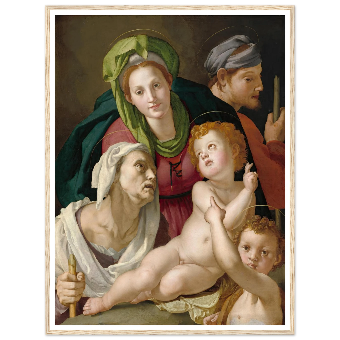 The Holy Family (c. 1527-1528) Art Print | Agnolo Bronzino - Framed Poster - 30x40 cm / 12x16″ - Black frame